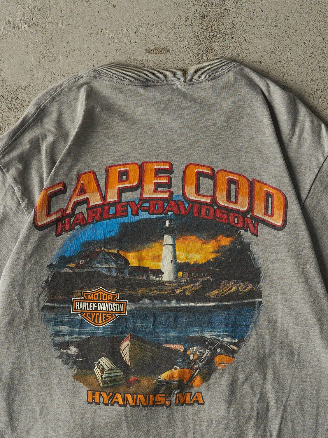 Vintage 08' Grey Harley Davidson Cape Cod Pocket Tee (L)