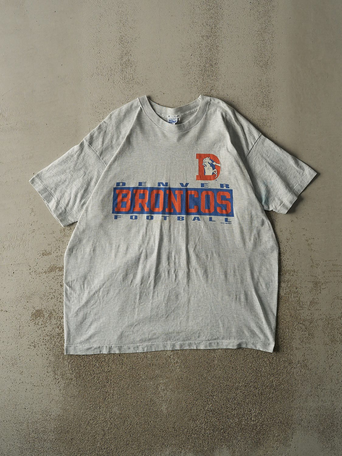 Vintage 95' Heather Grey Denver Broncos Single Stitch Tee (XL/XXL)