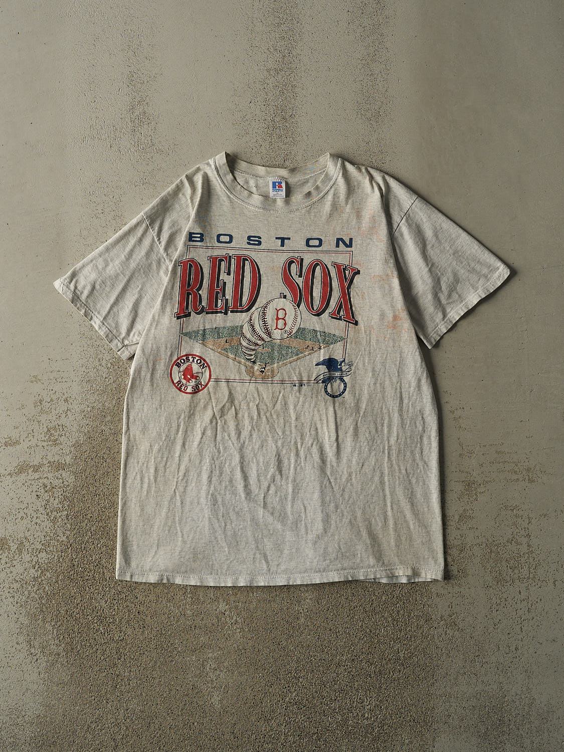 Vintage 92' Heather Grey Russell Athletic Boston Red Sox Tee (L/XL)