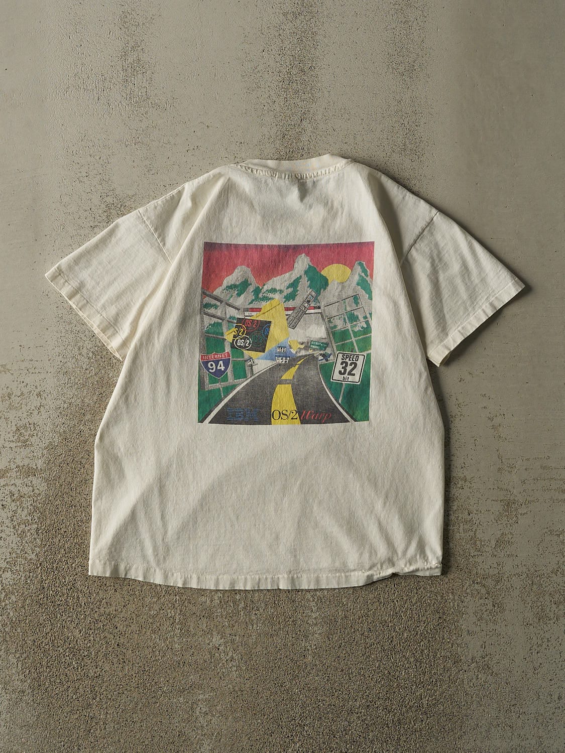 Vintage Y2K White IBM OS- 2 Single Stitch Tee (M)