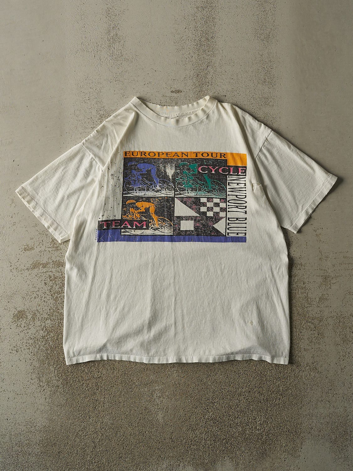 Vintage 80s White Cycle Euro Tour Single Stitch Tee (L/XL)