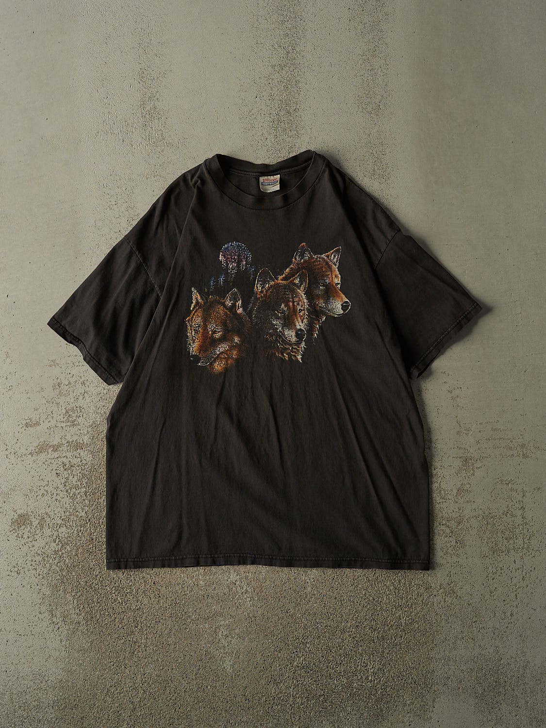 Vintage 90s Faded Black Wolf Tee (XL/XXL)