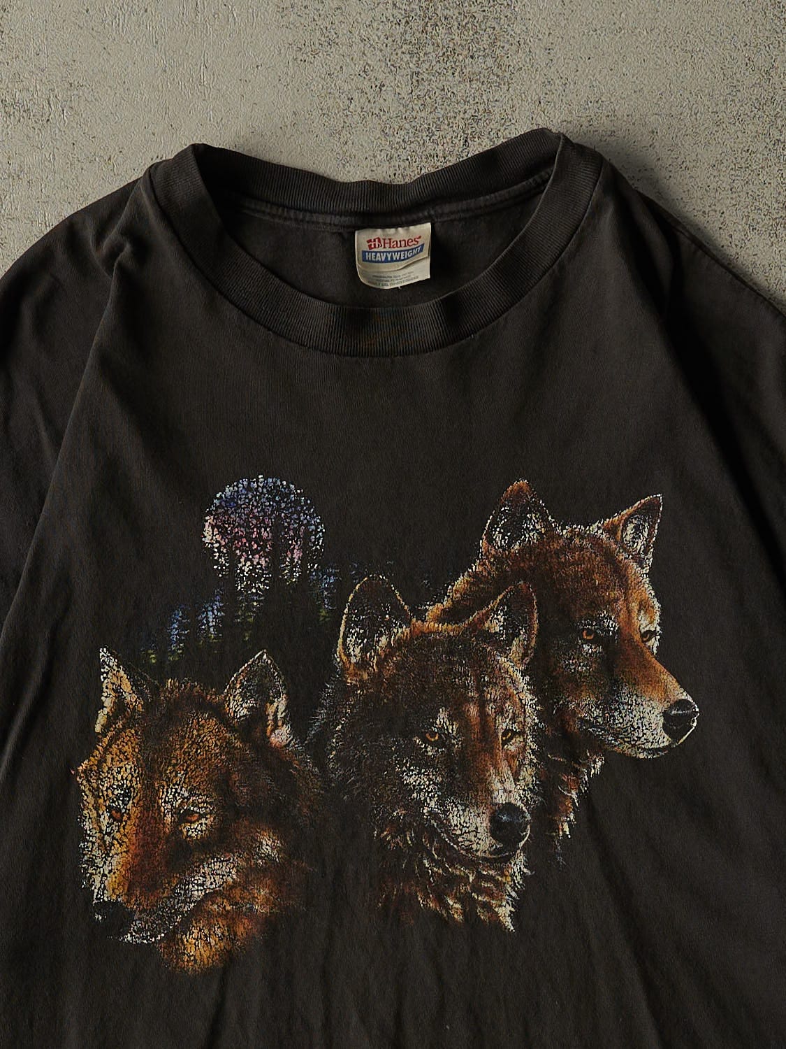Vintage 90s Faded Black Wolf Tee (XL/XXL)