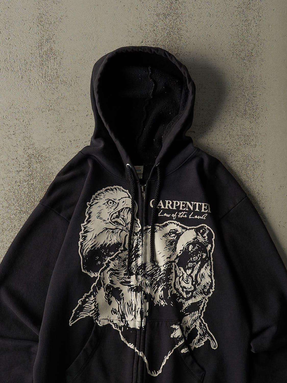 Vintage Y2K Faded Black Animal Zip Up Hoodie (S)