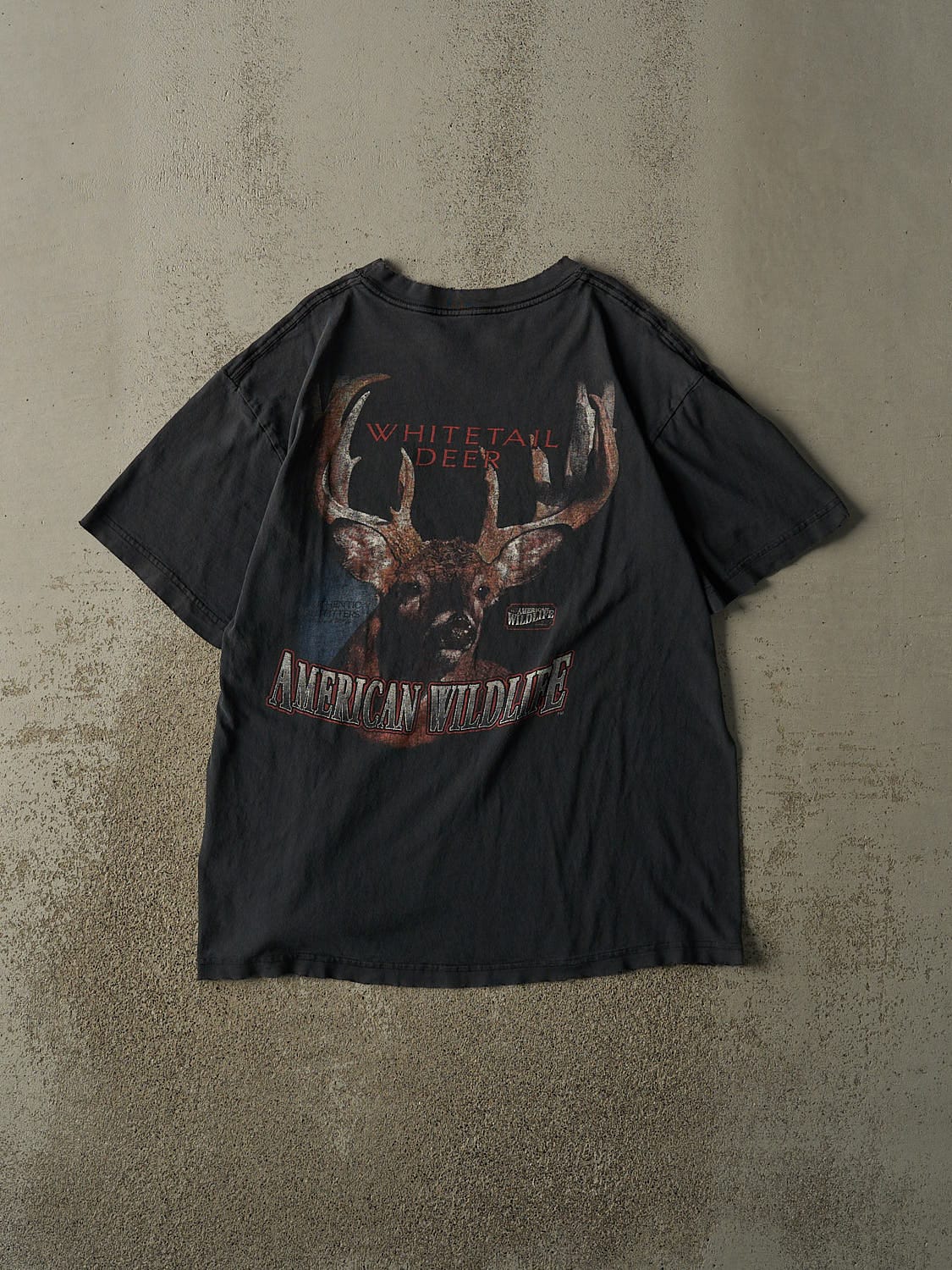 Vintage 90s Faded Black American Wildlife Pocket Tee (L/XL)