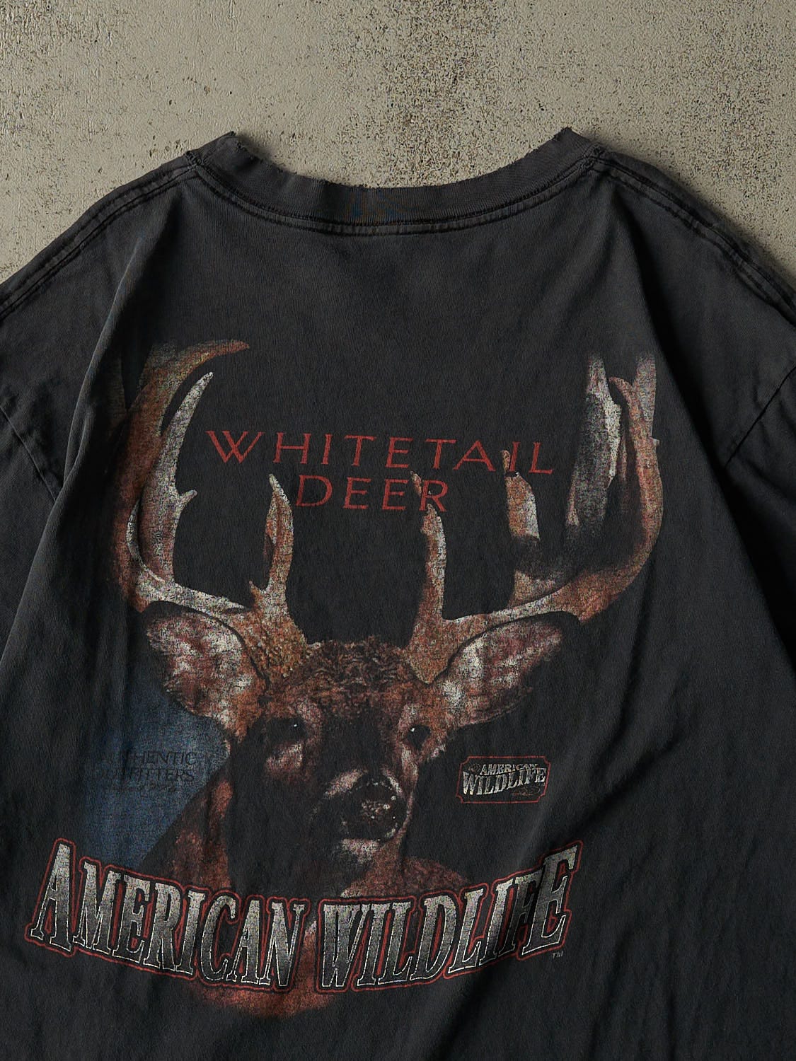 Vintage 90s Faded Black American Wildlife Pocket Tee (L/XL)