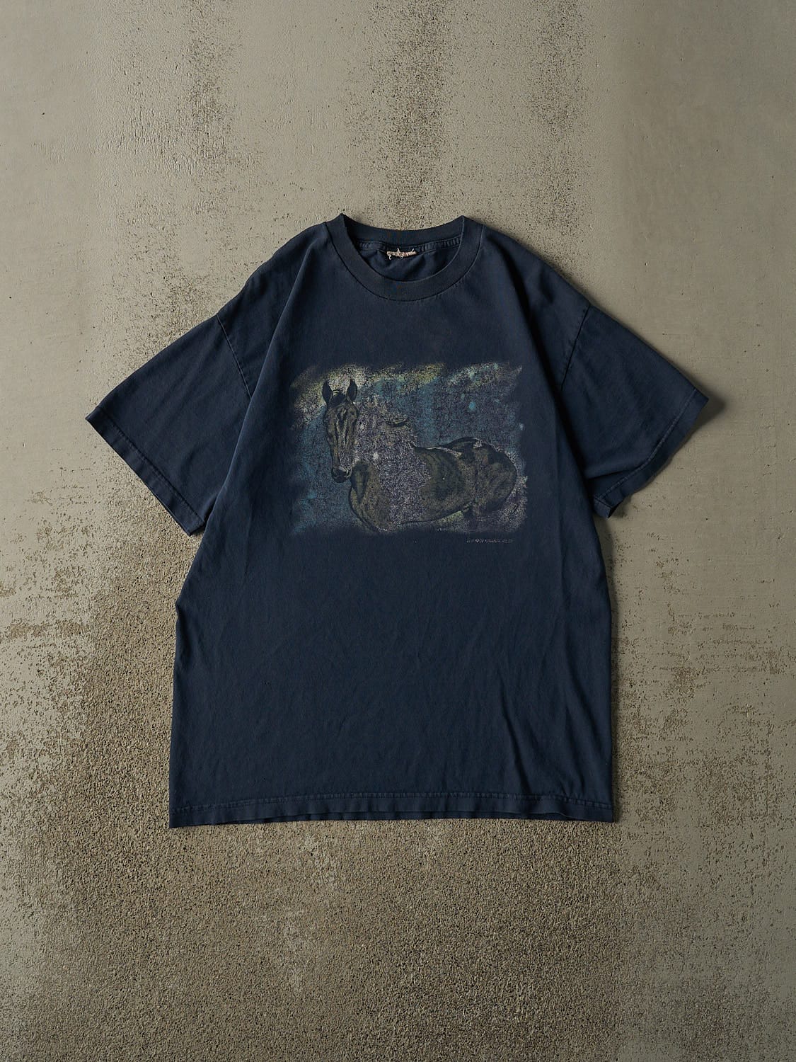 Vintage 90s Navy Blue Horse Tee (M/L)