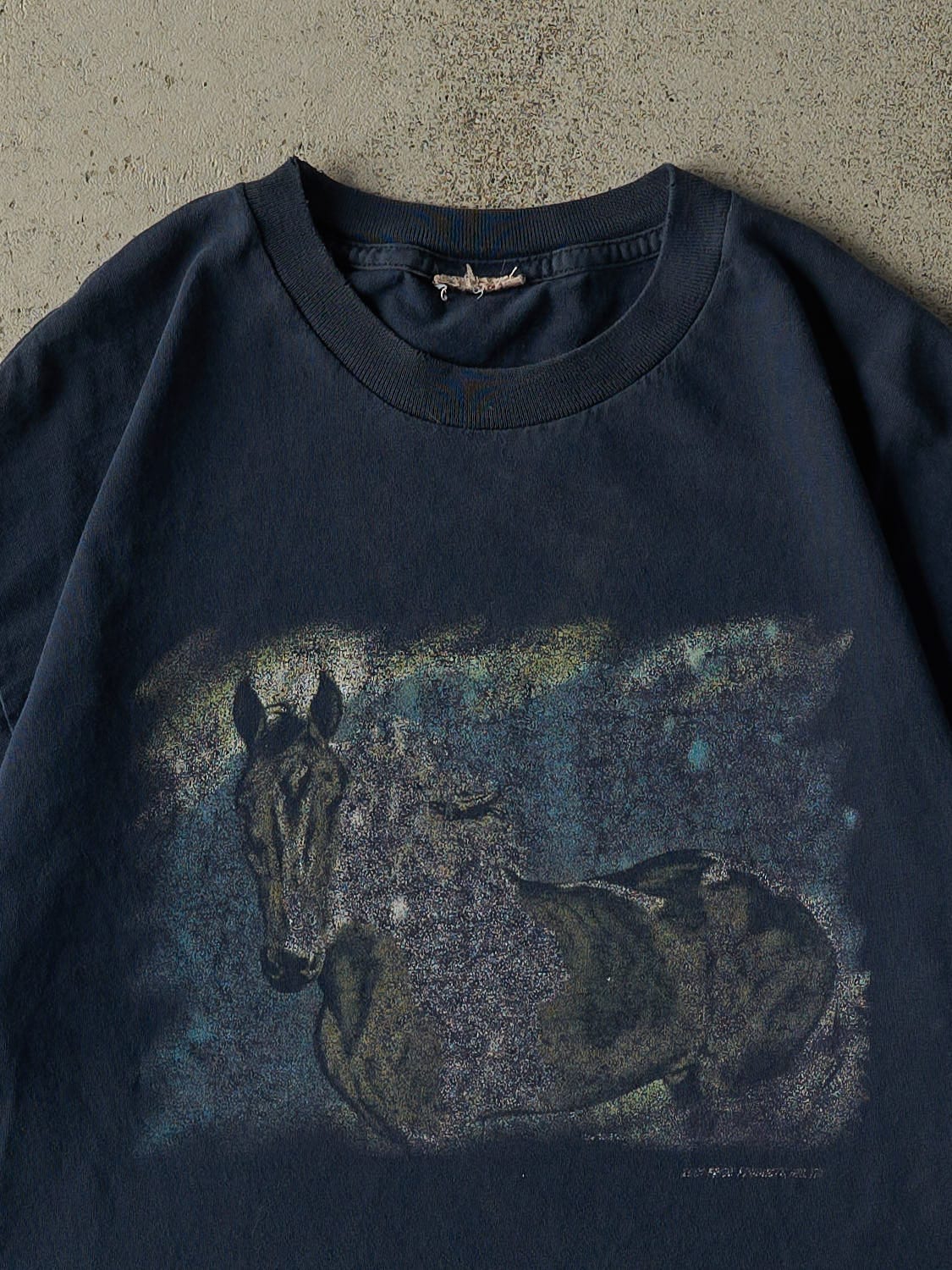 Vintage 90s Navy Blue Horse Tee (M/L)