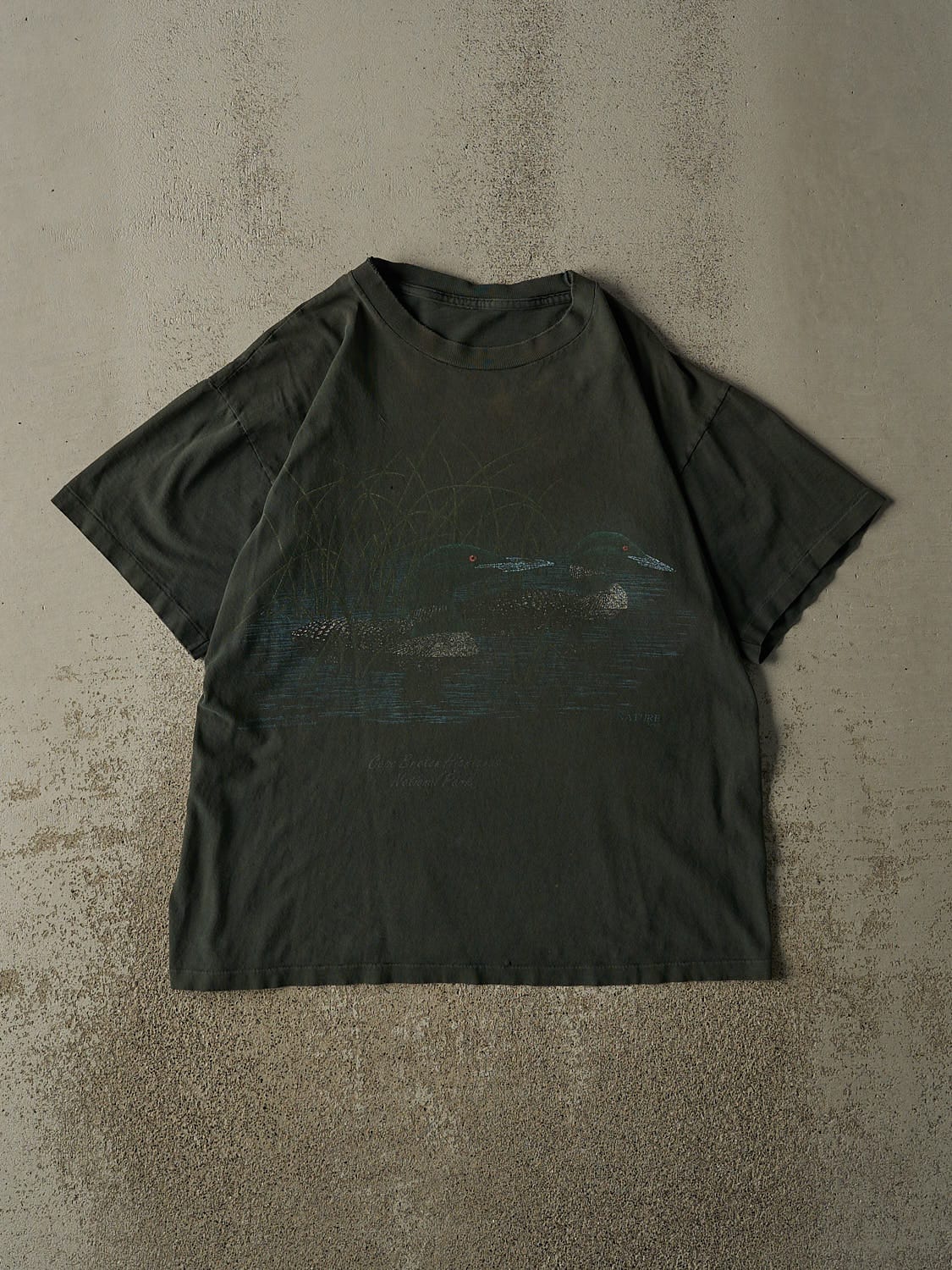 Vintage 90s Sun Faded Green Duck Single Stitch Tee (M/L)