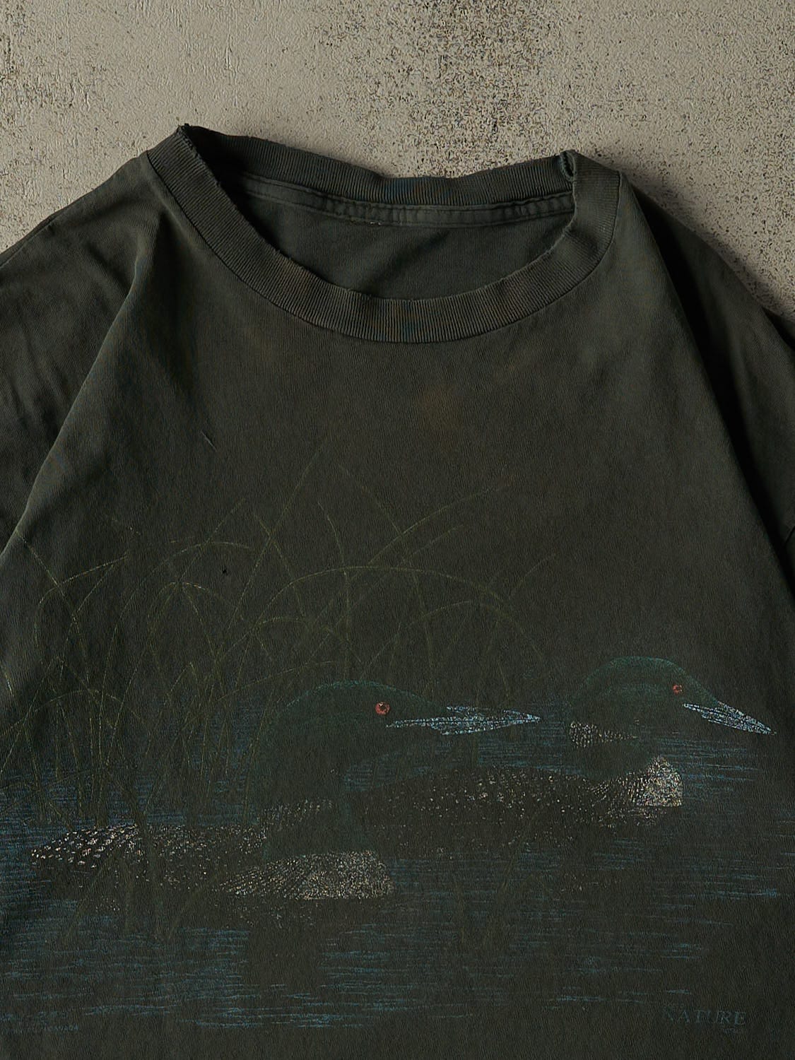 Vintage 90s Sun Faded Green Duck Single Stitch Tee (M/L)