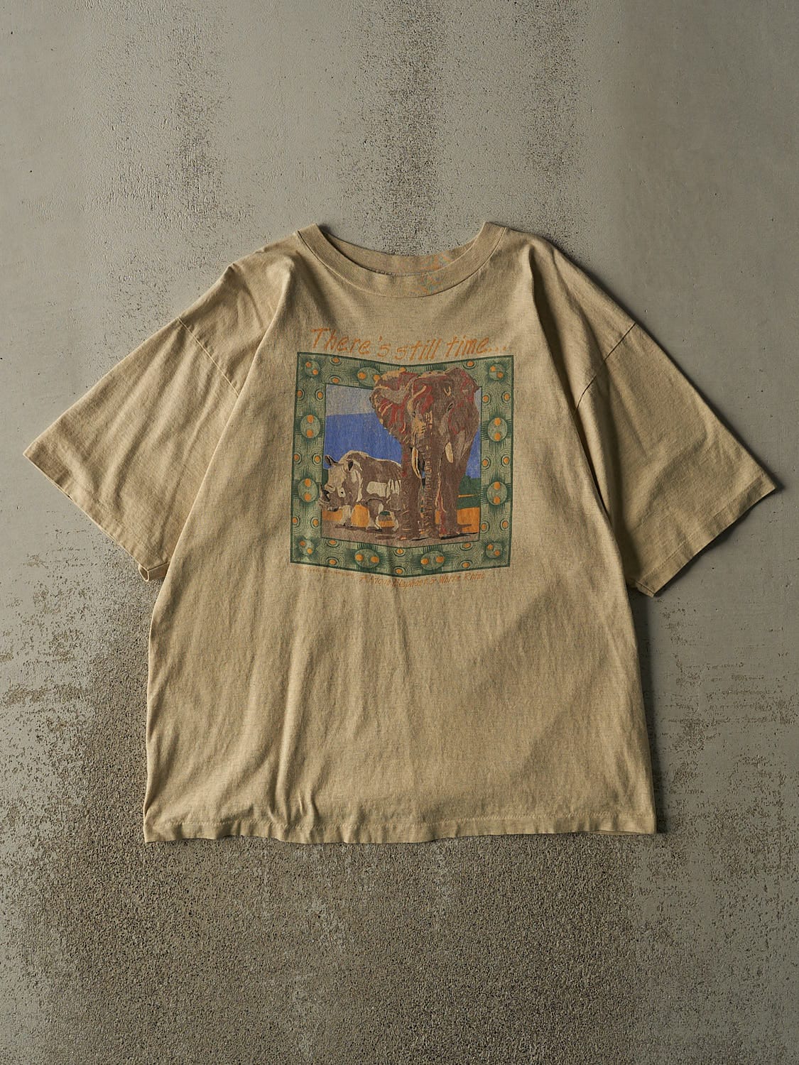 Vintage 90s Beige Race to Rescue Nature Single Stitch Tee (XL)
