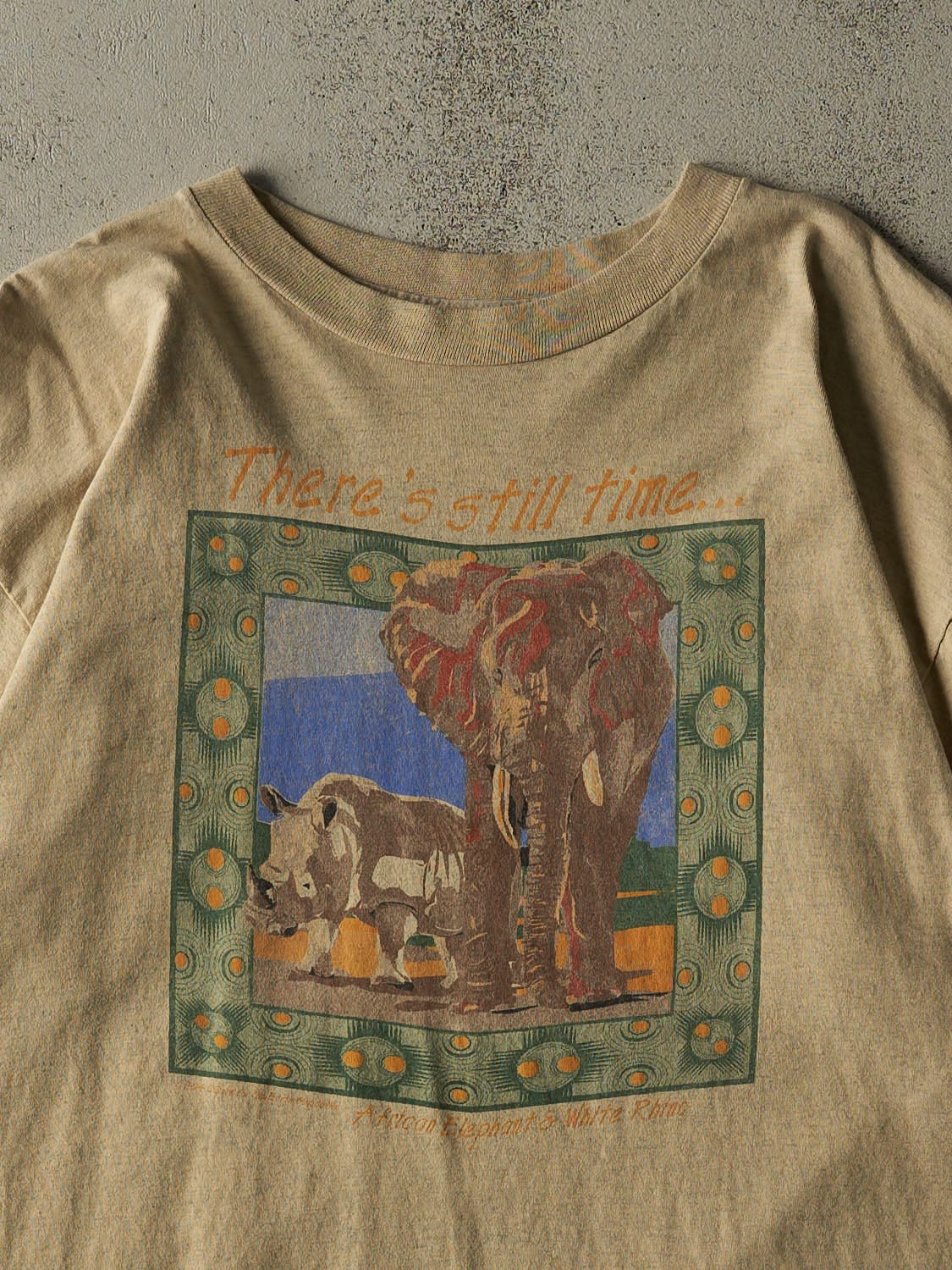 Vintage 90s Beige Race to Rescue Nature Single Stitch Tee (XL)
