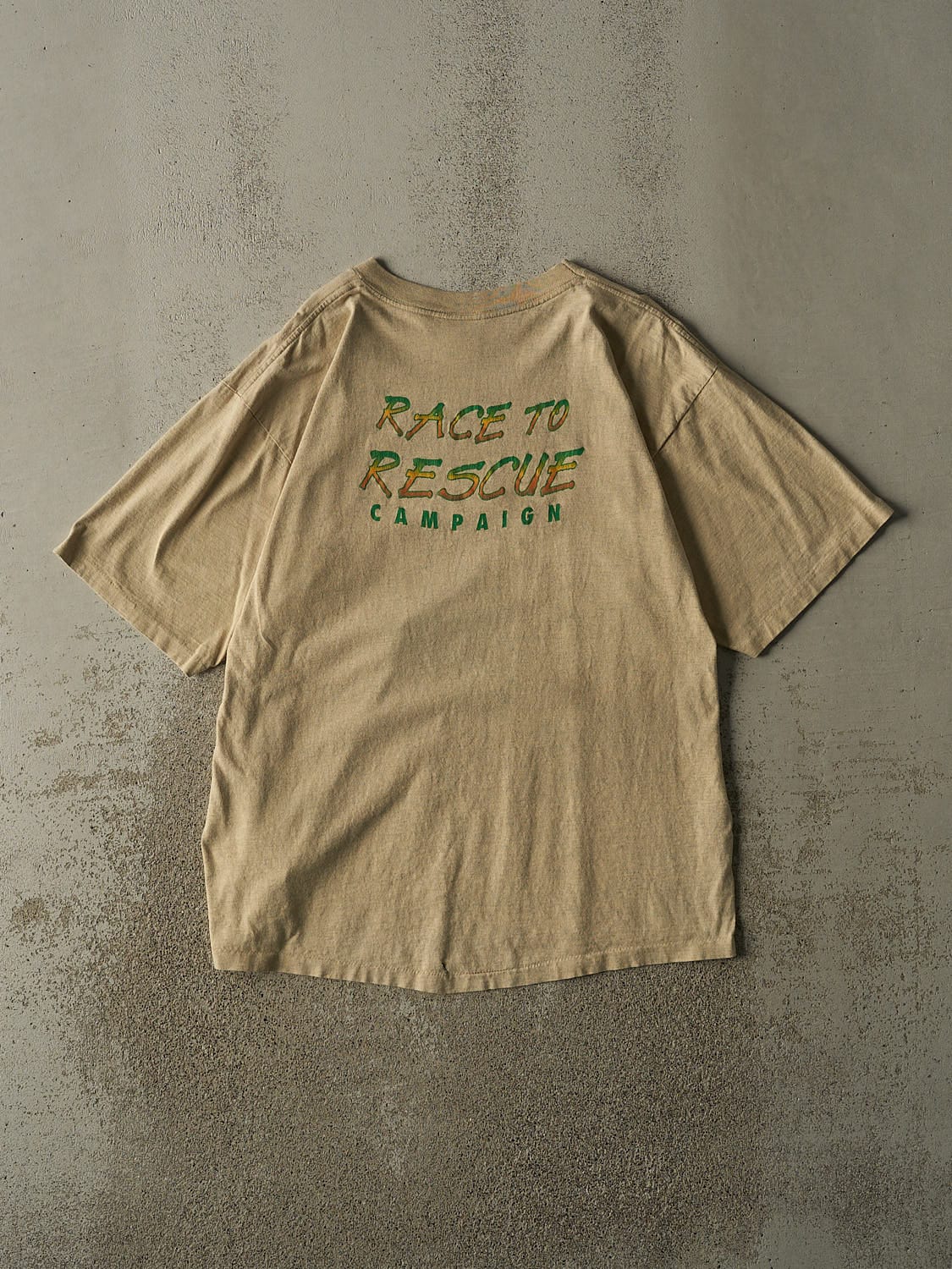 Vintage 90s Beige Race to Rescue Nature Single Stitch Tee (XL)