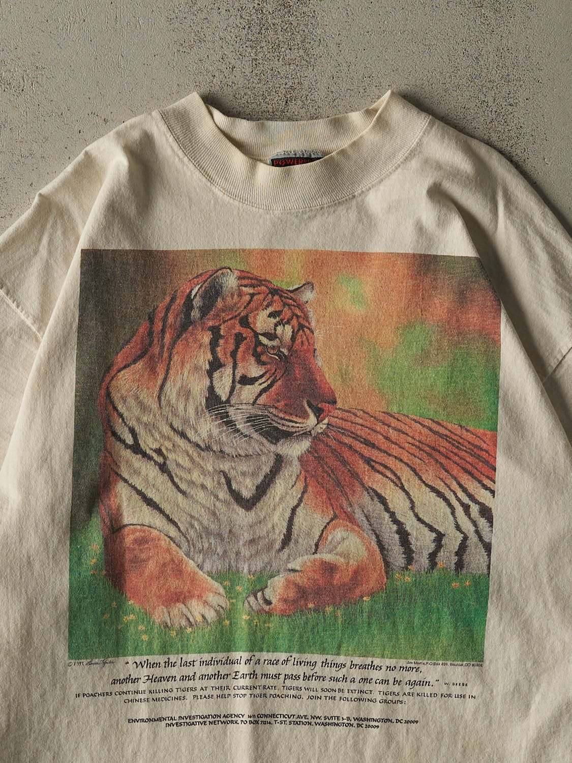 Vintage 90s Beige Save The Tigers Long Sleeve (L/XL)