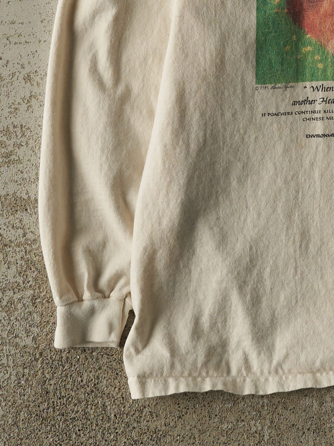 Vintage 90s Beige Save The Tigers Long Sleeve (L/XL)