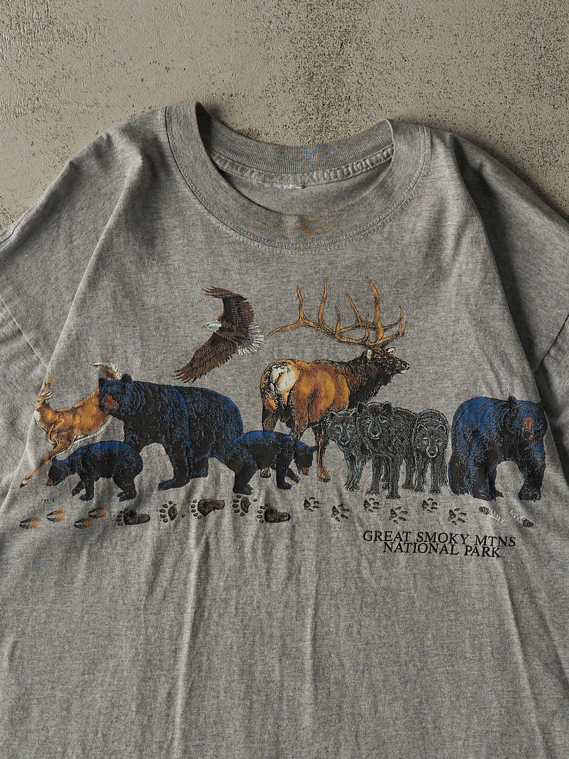 Vintage Y2K Grey Great Smoky Mountains National Park Tee (L)
