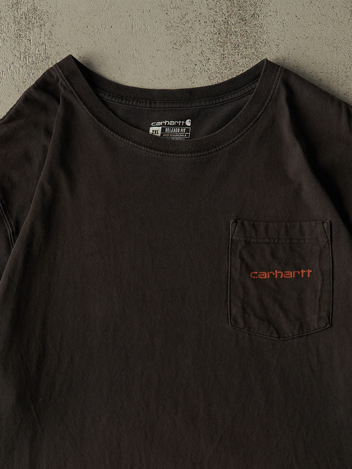 Vintage Y2K Sun Faded Black Carhartt Pocket Tee (XXL/XXXL)