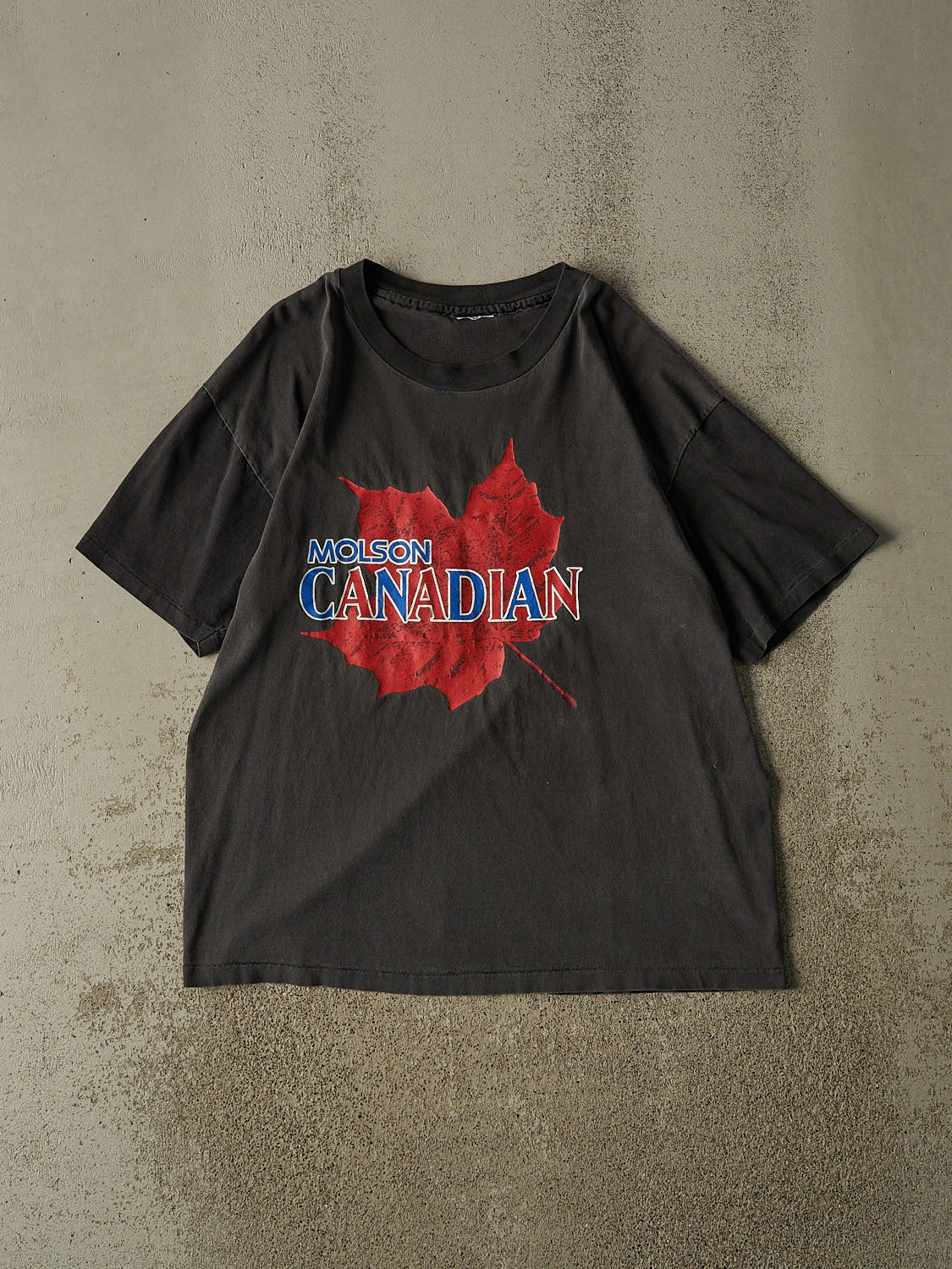 Vintage 90s Sun Faded Black Molson Canadian Single Stitch Tee (L)