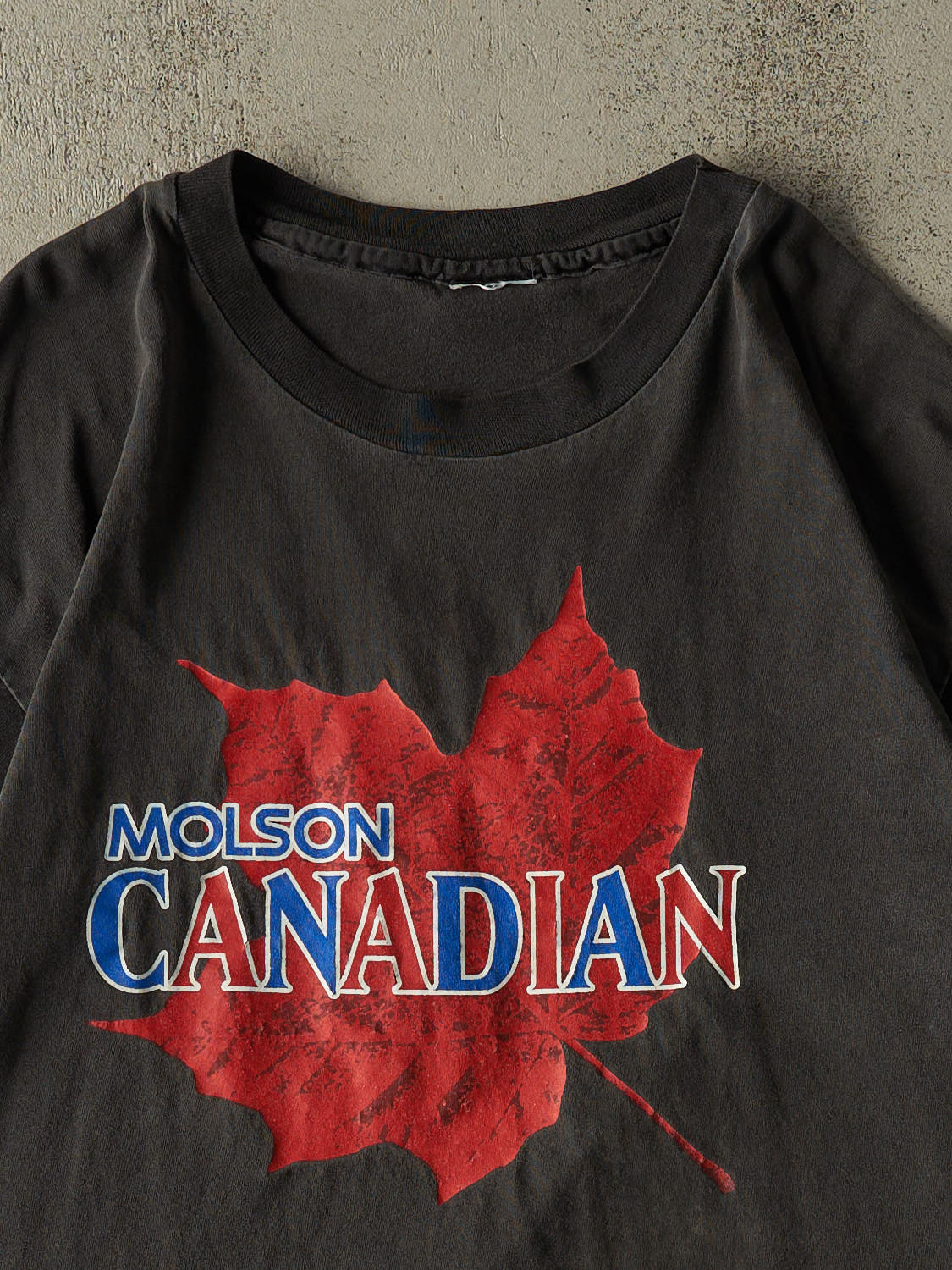 Vintage 90s Sun Faded Black Molson Canadian Single Stitch Tee (L)
