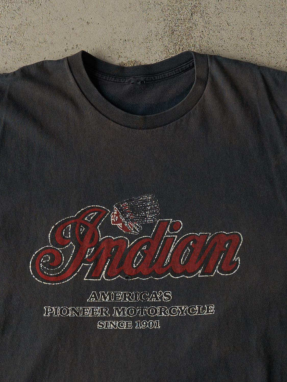 Vintage 90s Sun Faded Black Indian Motorcycles Cut Off Tee (L)