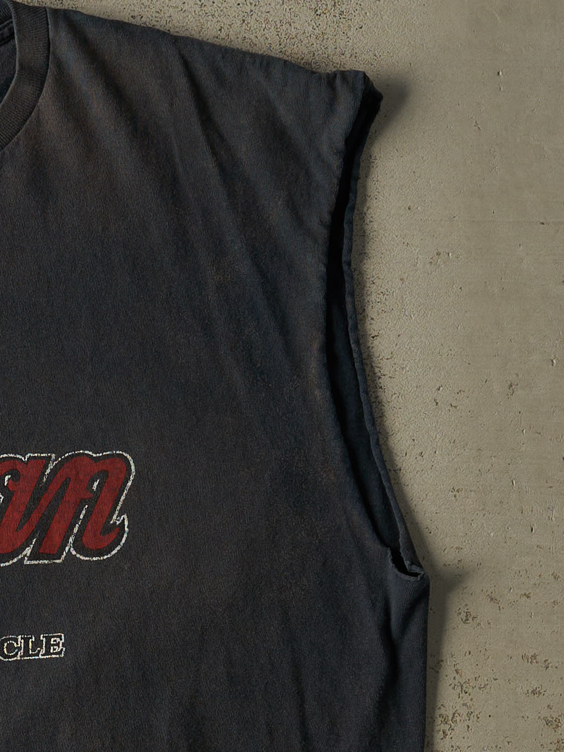 Vintage 90s Sun Faded Black Indian Motorcycles Cut Off Tee (L)