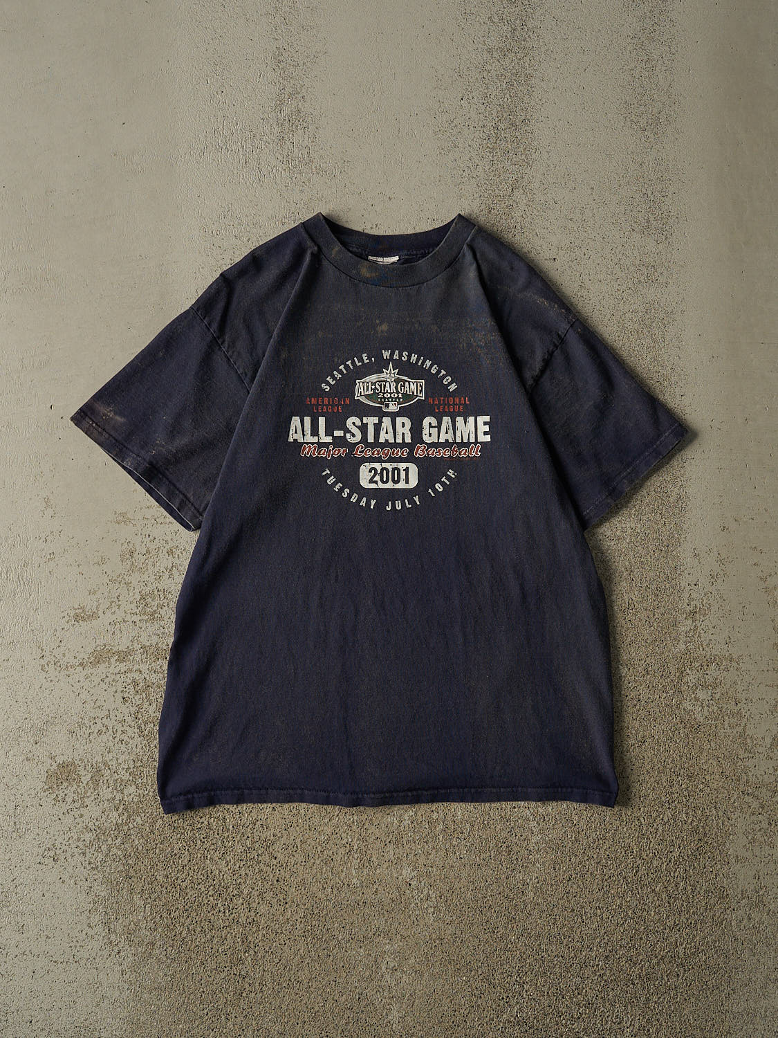 Vintage 01' Sun Faded Navy MLB All Star Game Tee (M/L)