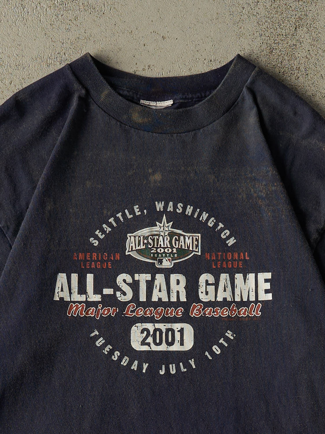 Vintage 01' Sun Faded Navy MLB All Star Game Tee (M/L)