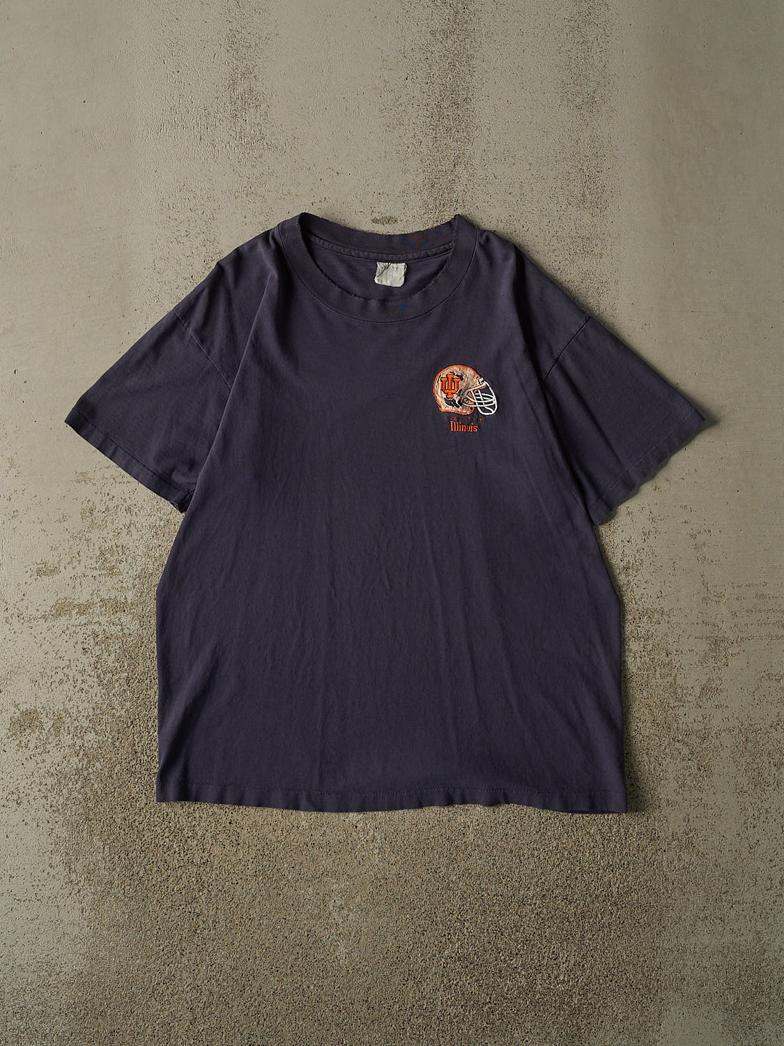 Vintage 90s Sun Faded Navy University of Illinois Single Stitch Tee (L/XL)