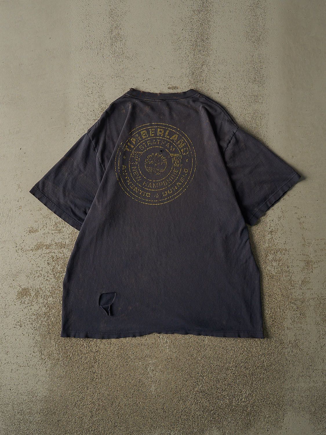 Vintage 90s Sun Faded Navy Timberland Logo Tee (L/XL)