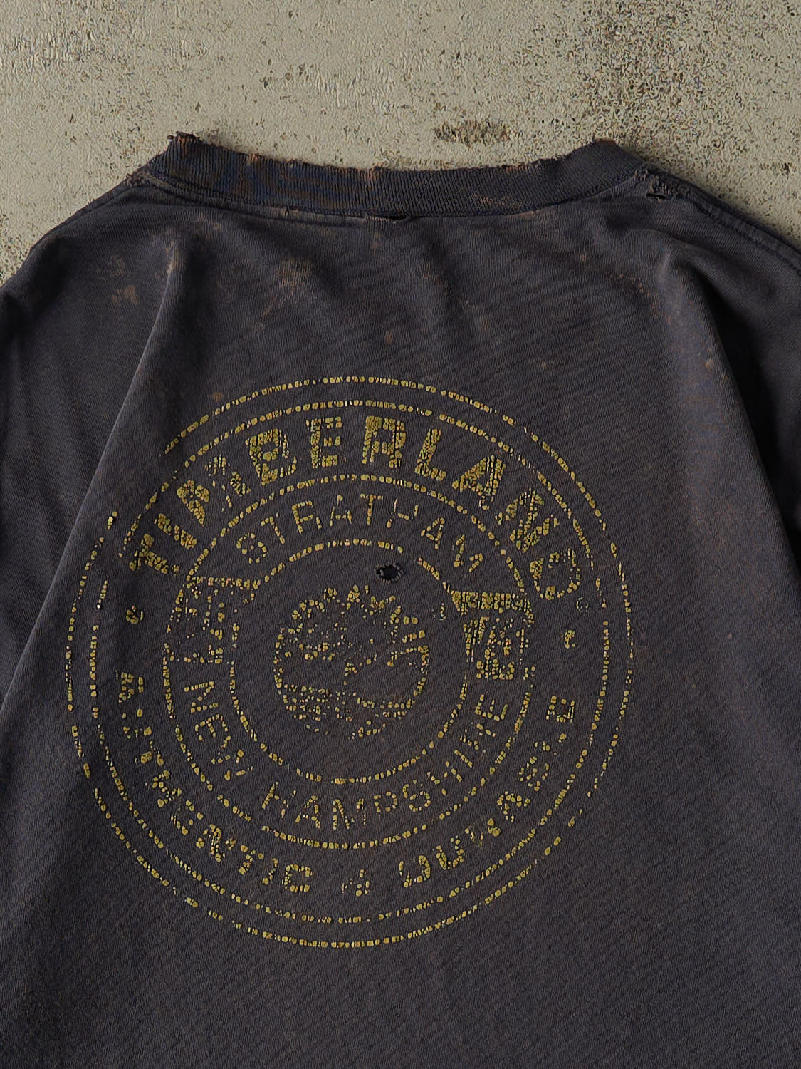 Vintage 90s Sun Faded Navy Timberland Logo Tee (L/XL)