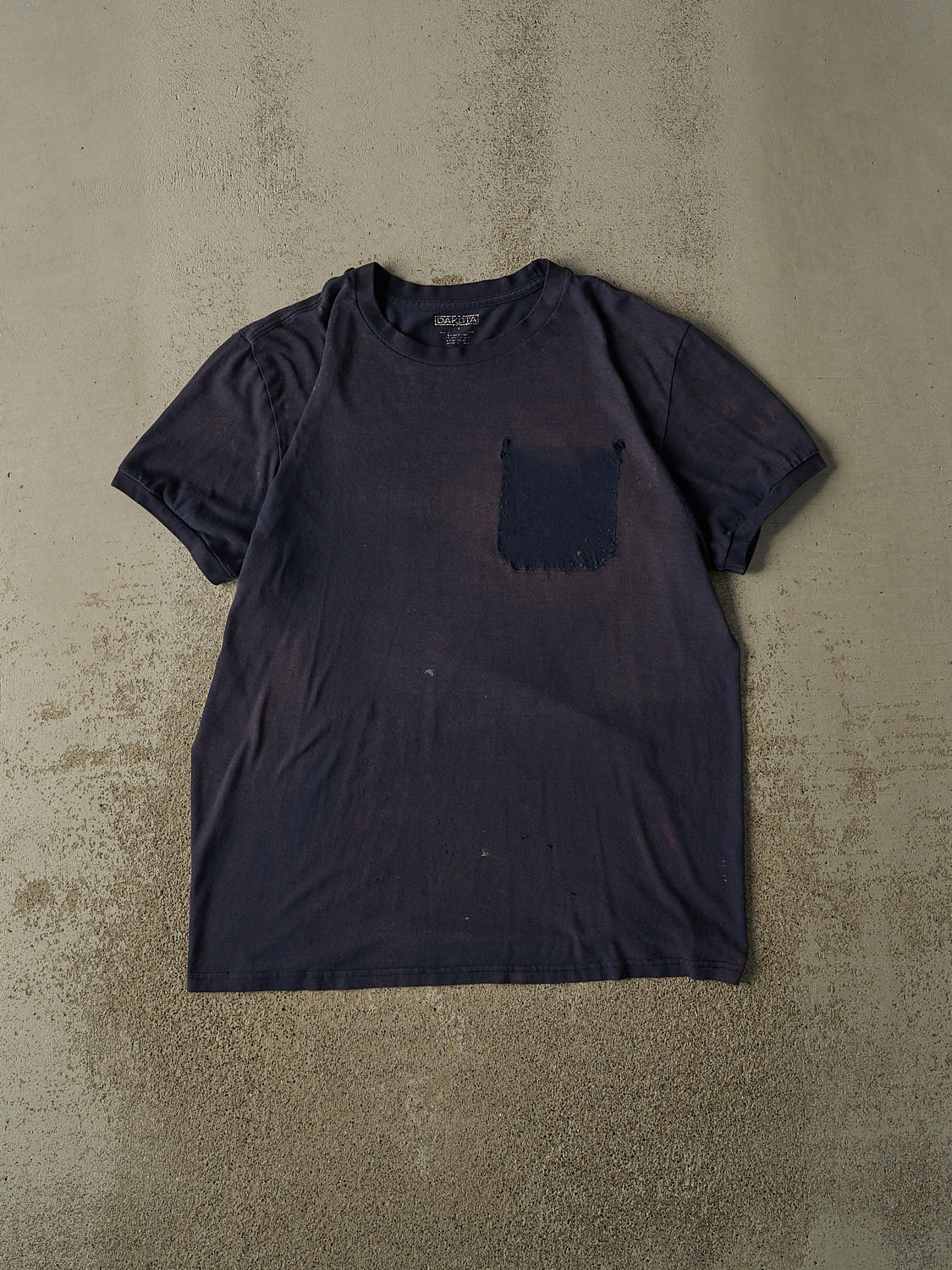 Vintage Y2K Sun Faded Navy Mac-Tower Ghost Pocket Tee (L/XL)