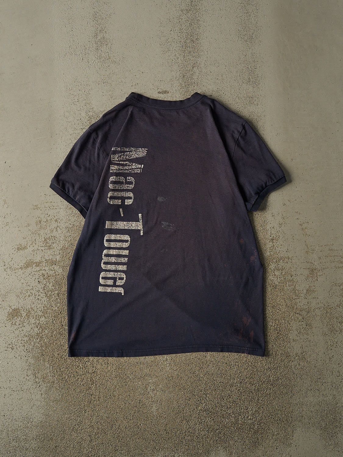 Vintage Y2K Sun Faded Navy Mac-Tower Ghost Pocket Tee (L/XL)