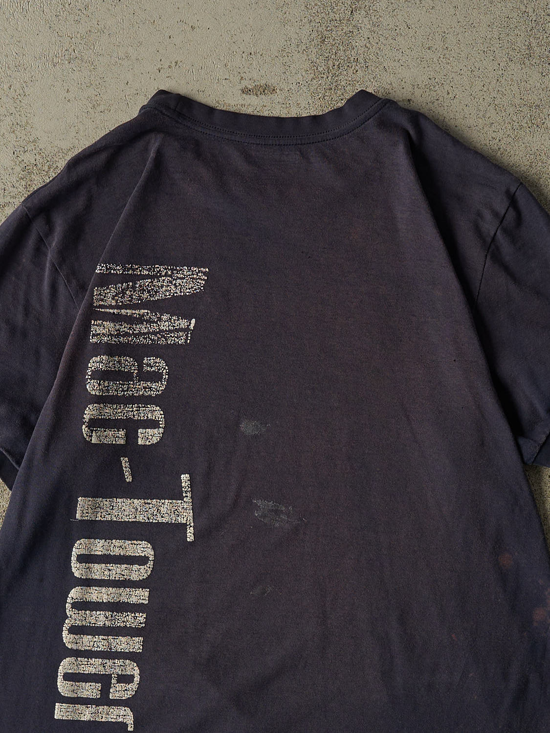 Vintage Y2K Sun Faded Navy Mac-Tower Ghost Pocket Tee (L/XL)