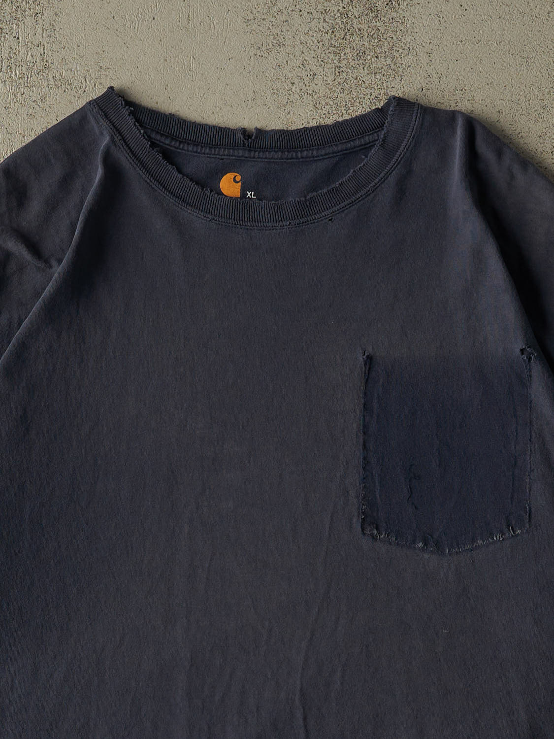Vintage Y2K Sun Faded Navy Carhartt Ghost Pocket Tee (XXL)