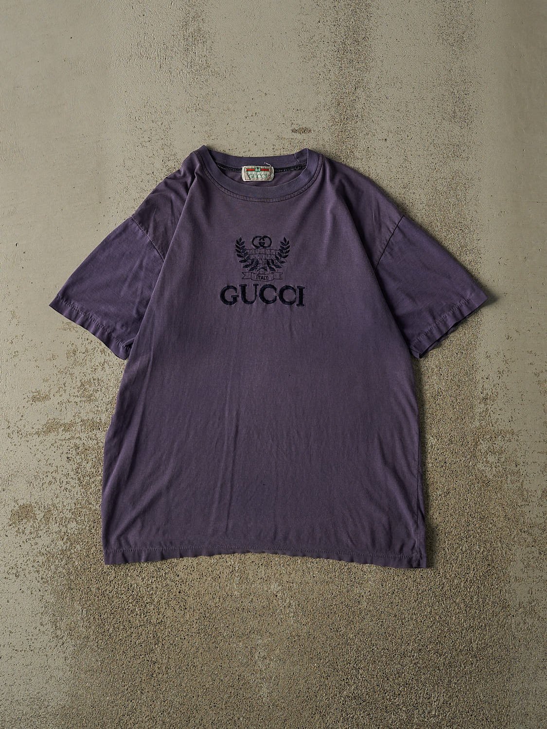 Vintage 90s  RARE Sun Faded Purple Gucci Bootleg Tee (M)