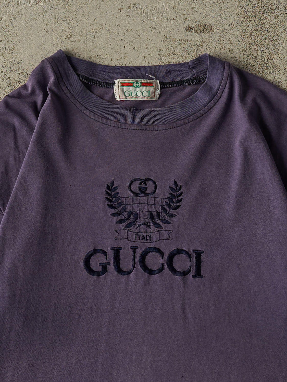 Vintage 90s  RARE Sun Faded Purple Gucci Bootleg Tee (M)