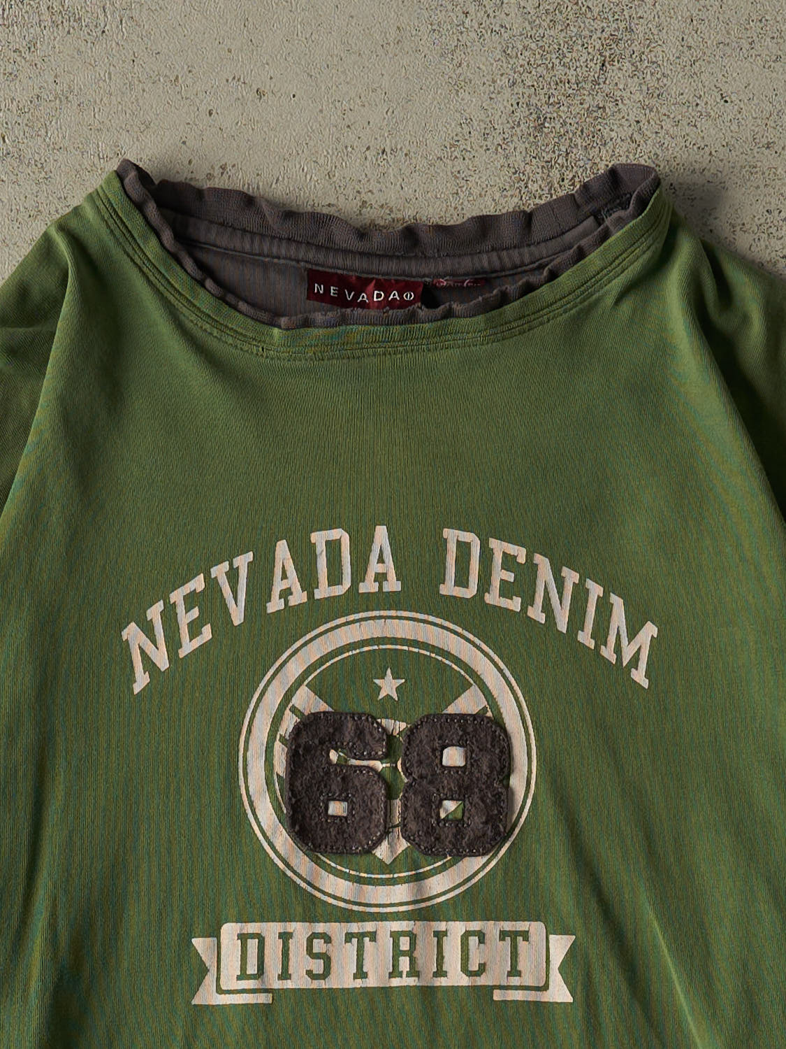 Vintage 90s Sun Faded Green Nevada Denim Double Sleeve Long Sleeve (L)