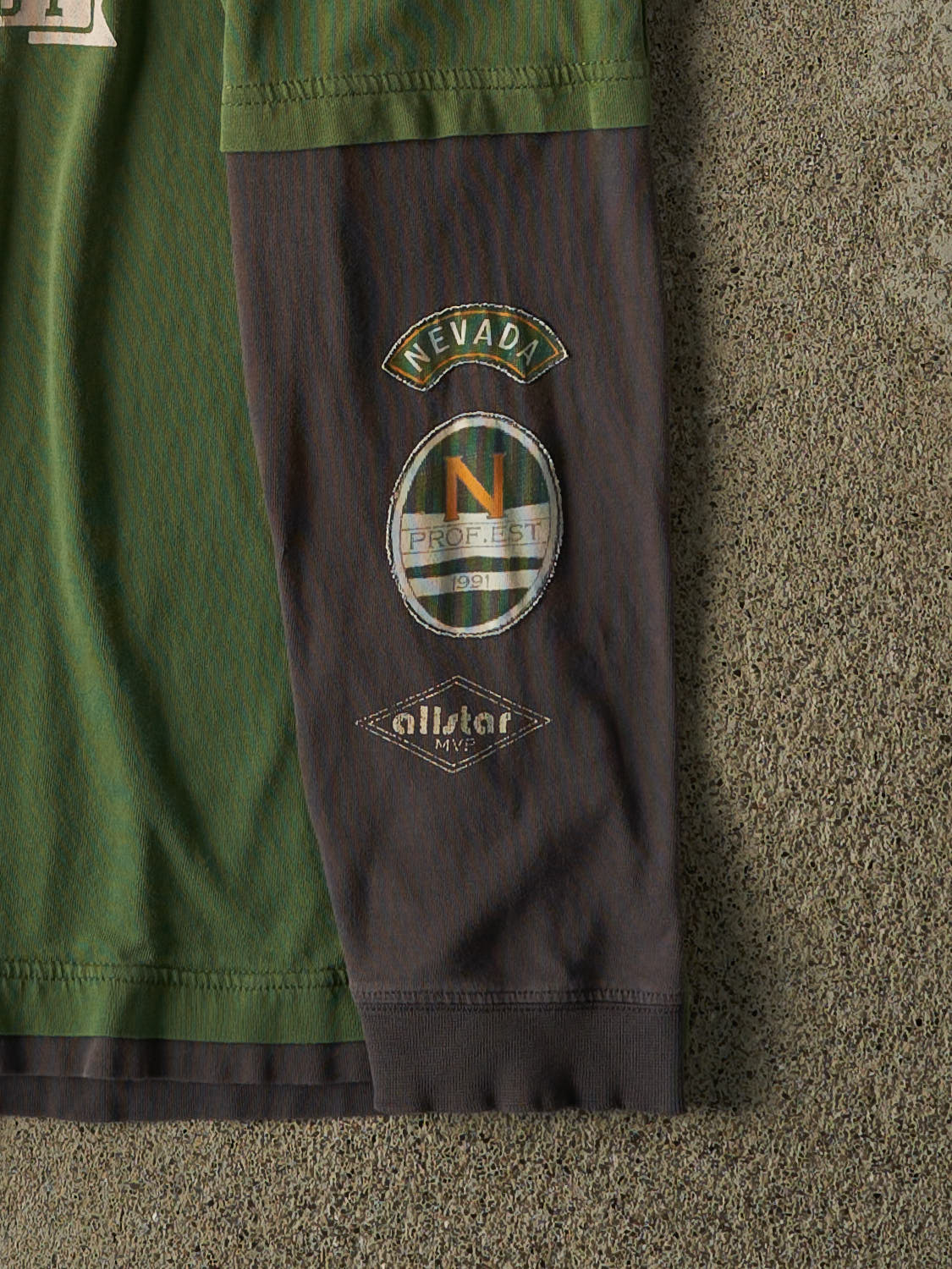 Vintage 90s Sun Faded Green Nevada Denim Double Sleeve Long Sleeve (L)
