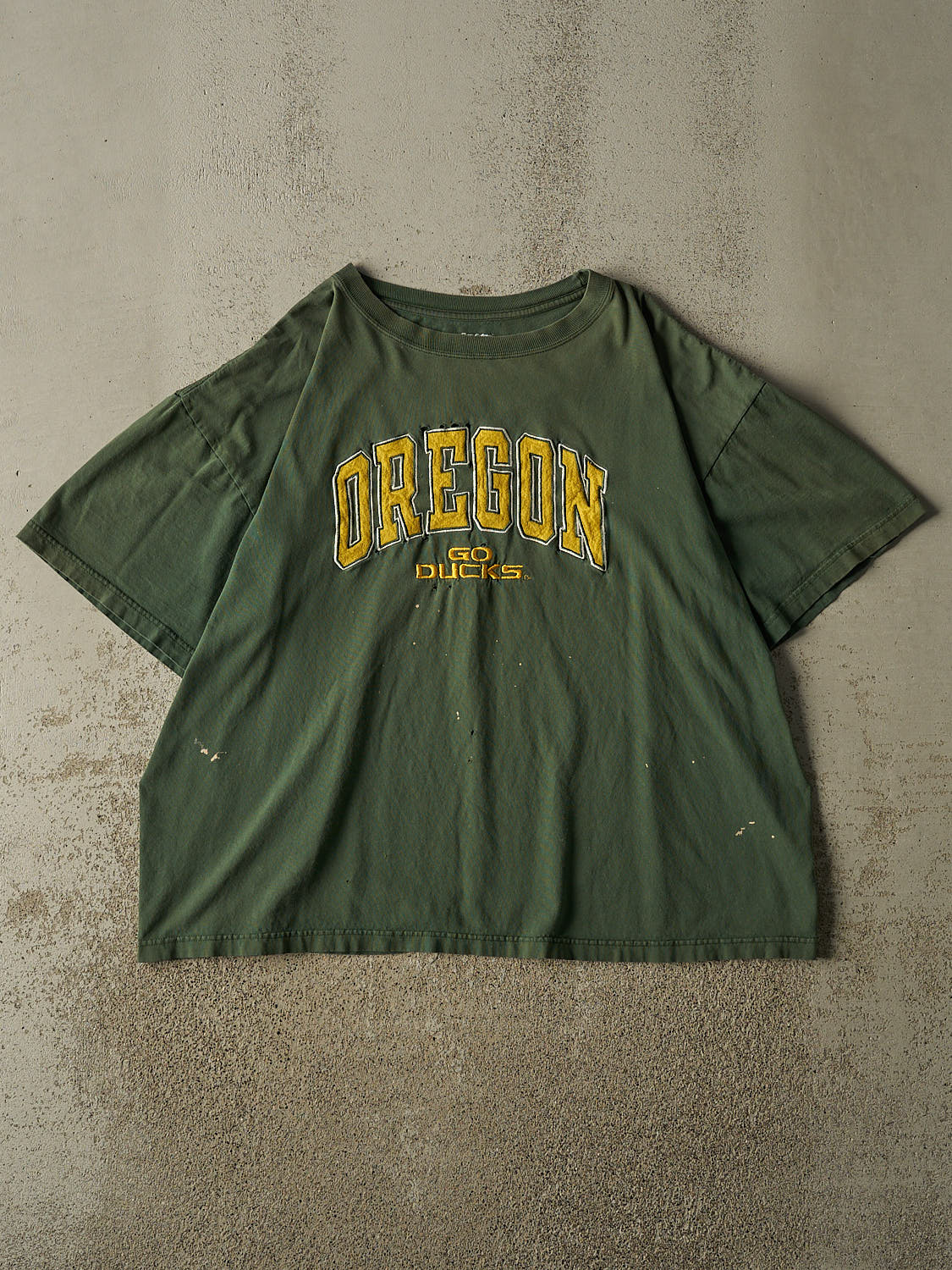 Vintage Y2K Sun Faded Green University of Oregon Ducks Embroidered Tee (XL/XXL)