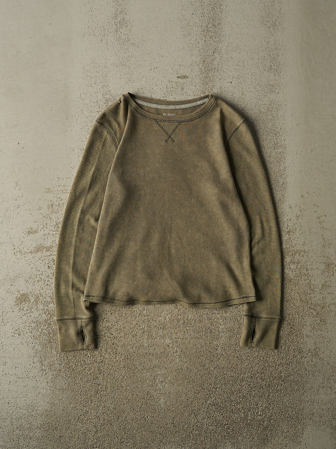 Vintage Y2K Sun Faded Green Thermal Long Sleeve (XS/S)