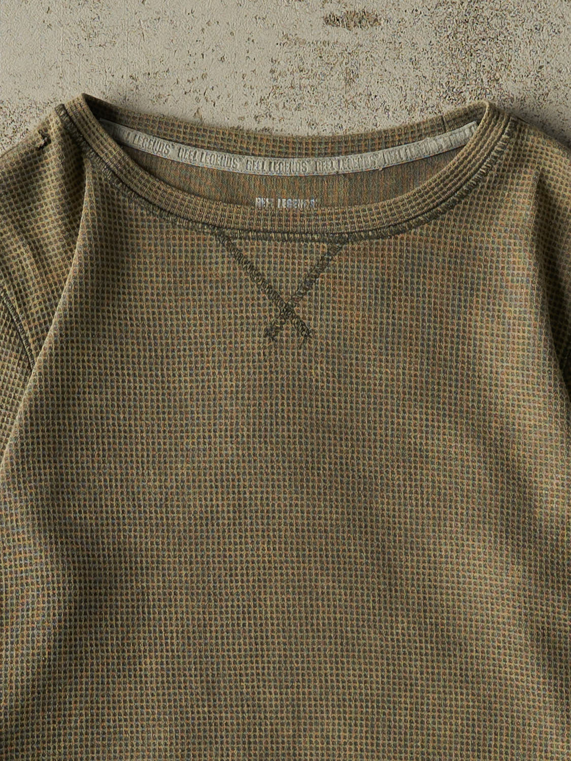 Vintage Y2K Sun Faded Green Thermal Long Sleeve (XS/S)