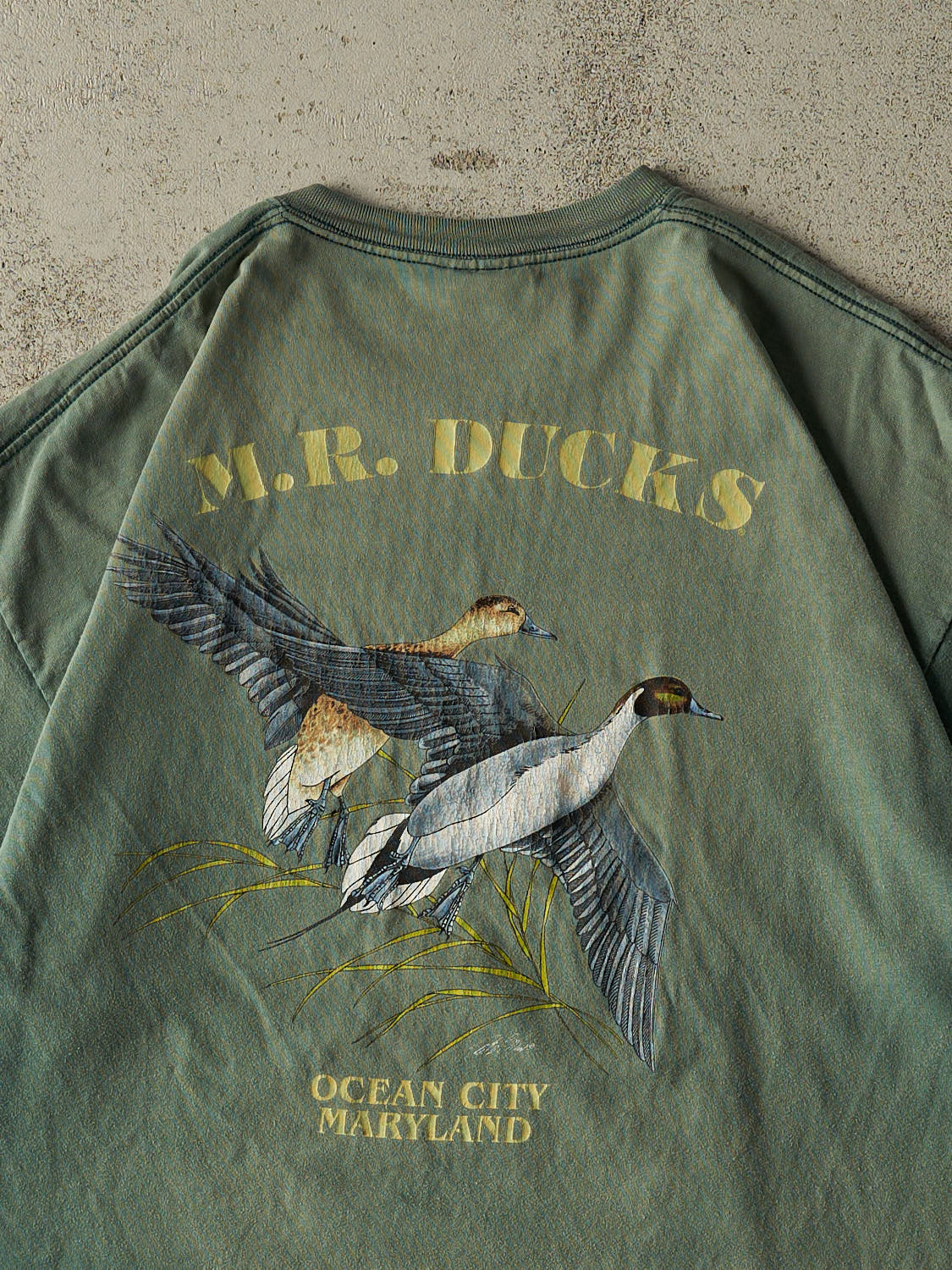 Vintage 01' Sun Faded Green M.R. Ducks Ocean City Maryland Tee (XL/XXL)