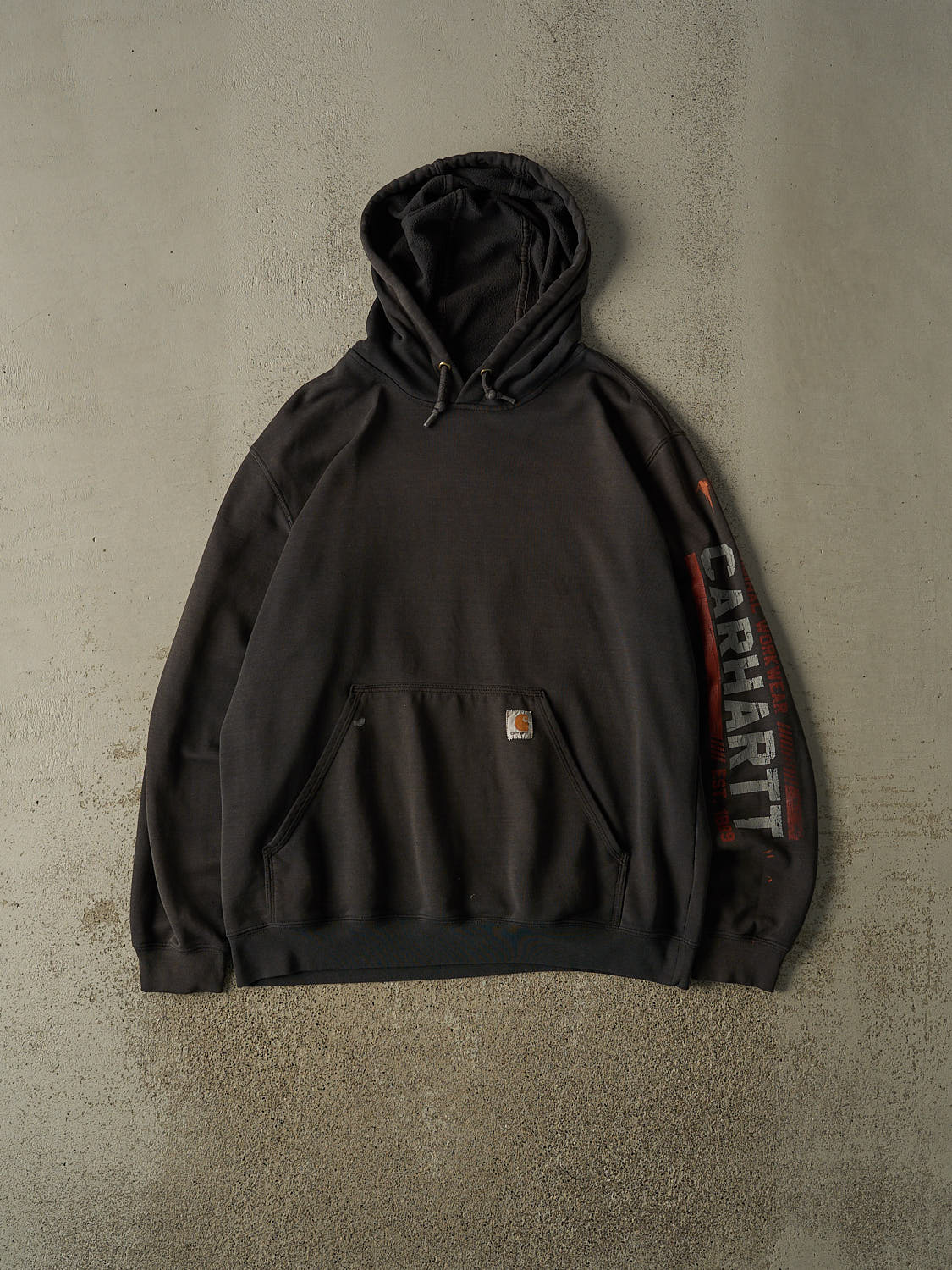 Vintage Y2K Sun Faded Black Carhartt Hoodie (XL)