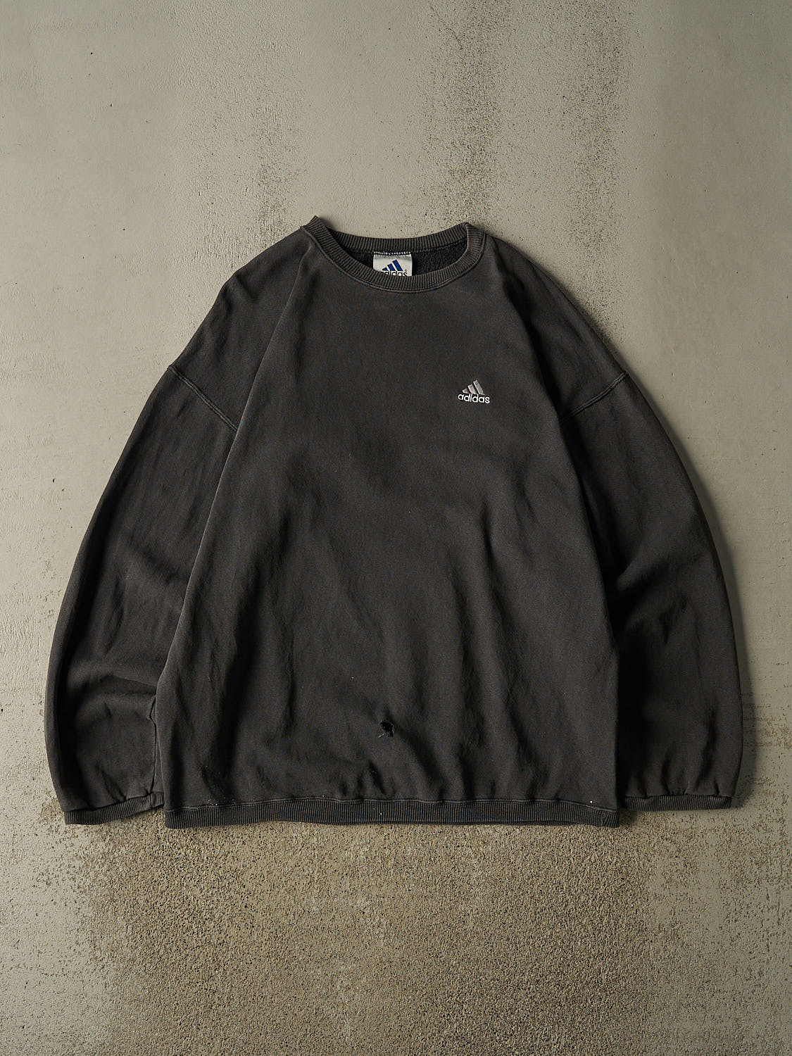Vintage 90s Sun Faded Black Adidas Embroidered Crewneck (XXL/XXXL)