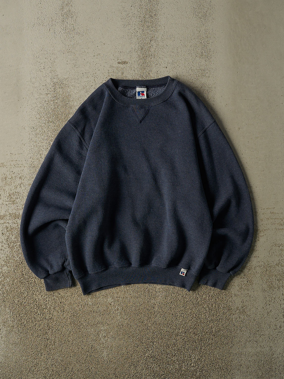 Vintage 90s Faded Navy Russell Athletic Blank Crewneck (S/M)