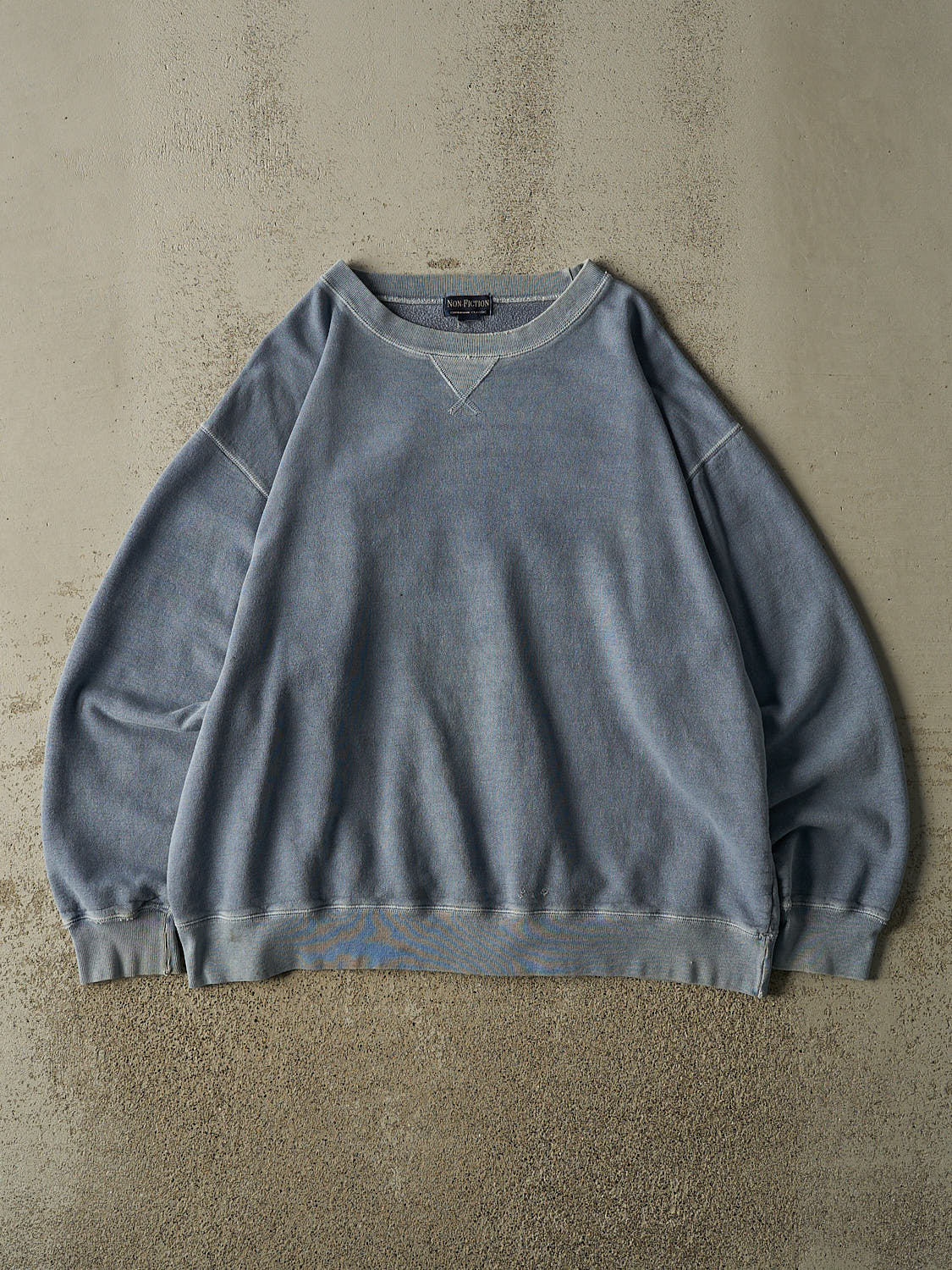 Vintage 90s Washed Blue Non-Fiction Blank Crewneck (XL)