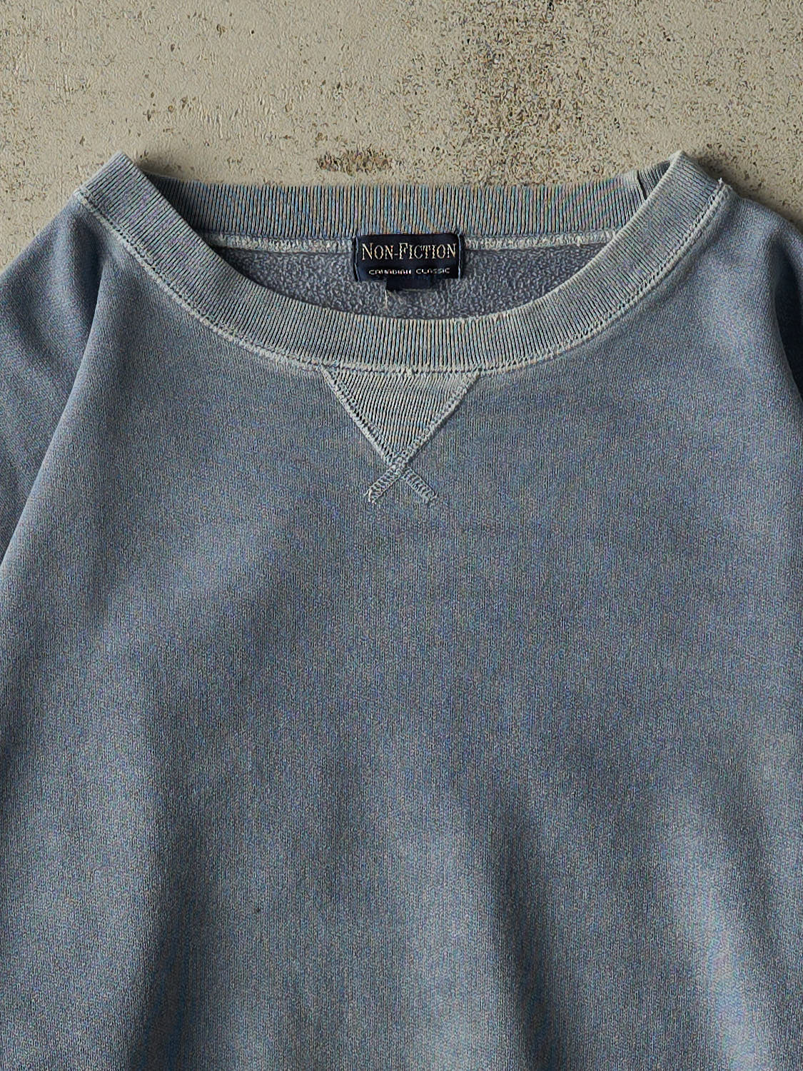 Vintage 90s Washed Blue Non-Fiction Blank Crewneck (XL)