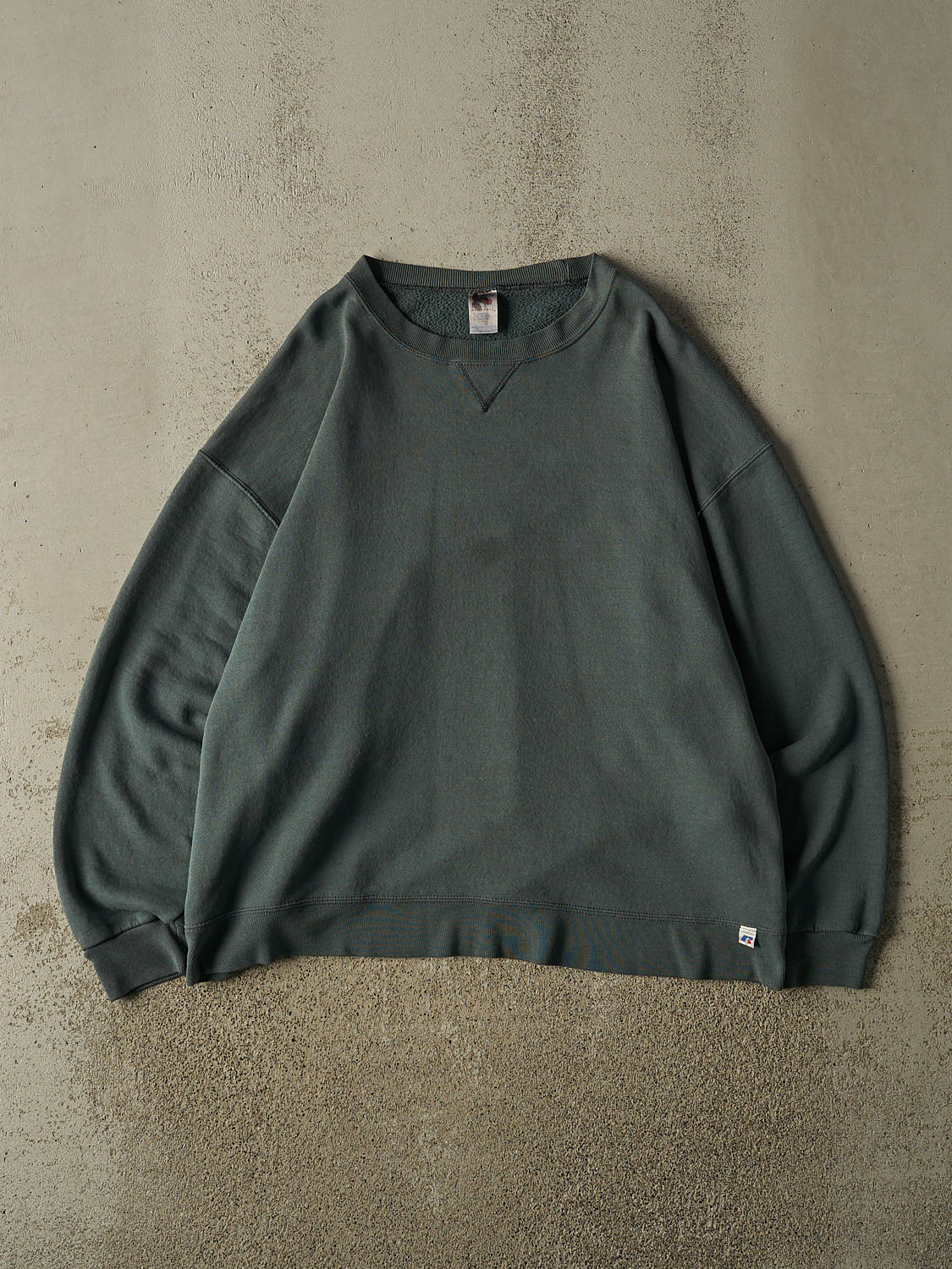 Vintage Y2K Faded Green Russell Athletic Blank Crewneck (XL/XXL)