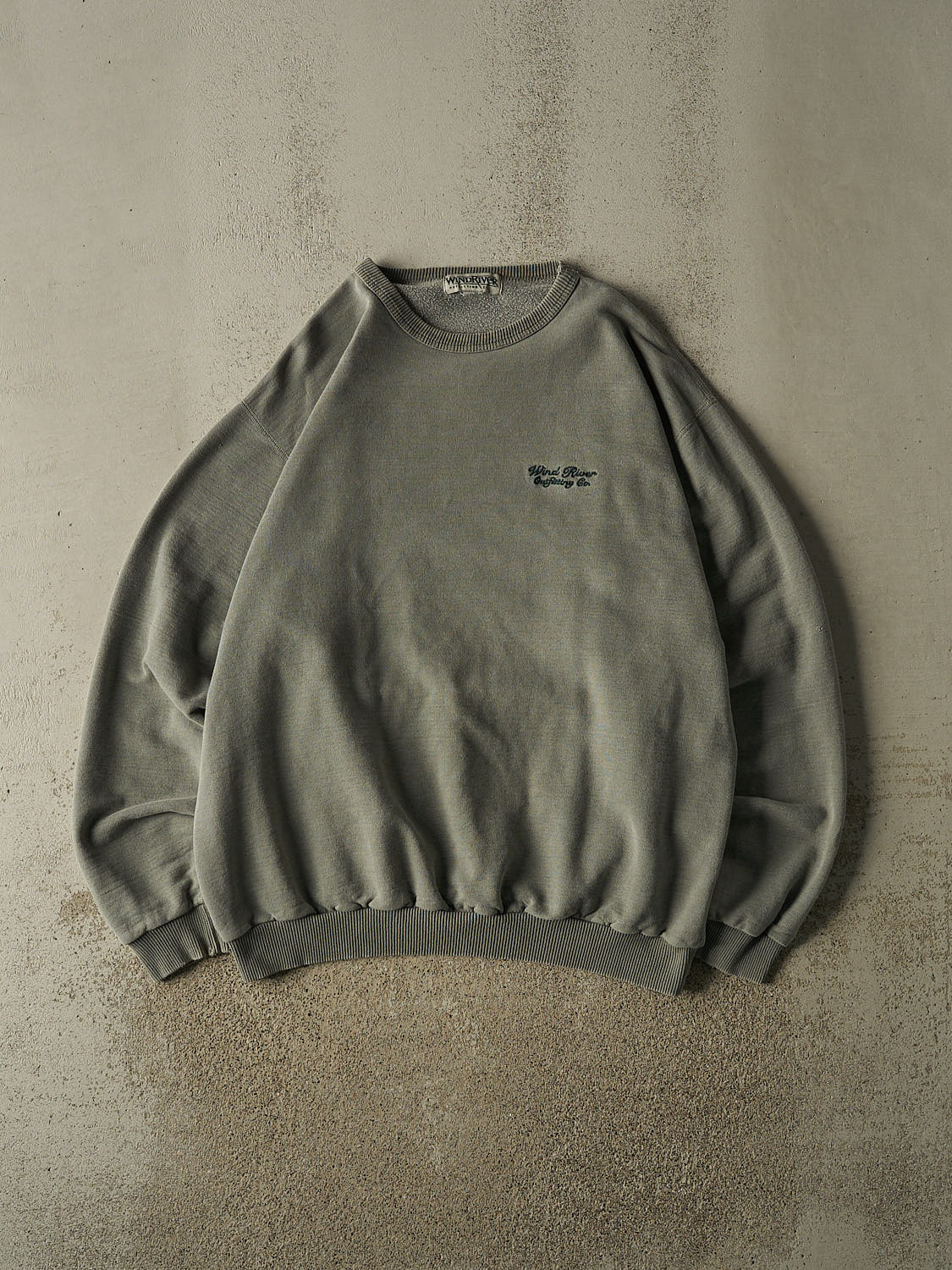 Vintage 90s Washed Green Wind River Embroidered Crewneck (XXL)