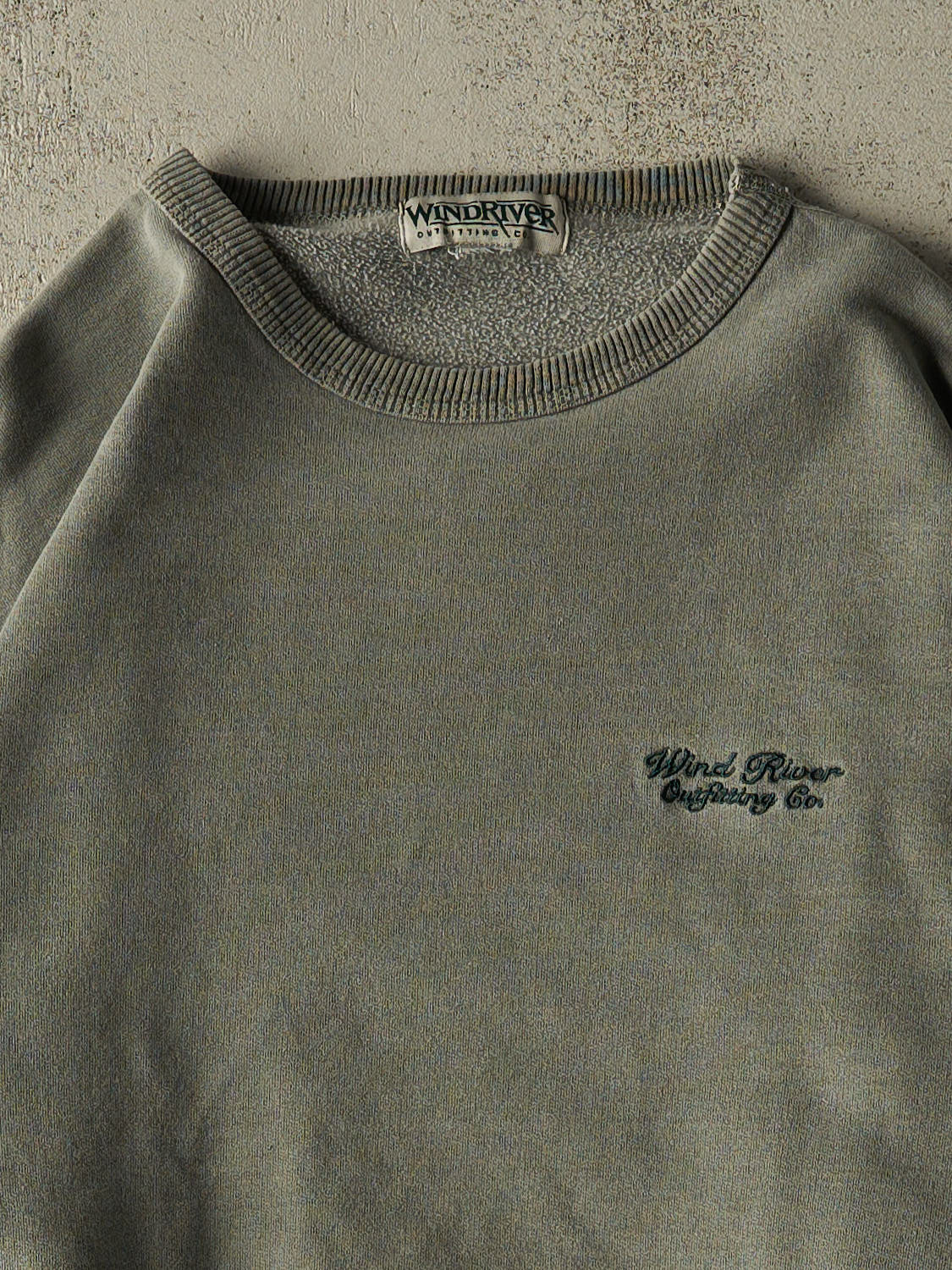 Vintage 90s Washed Green Wind River Embroidered Crewneck (XXL)